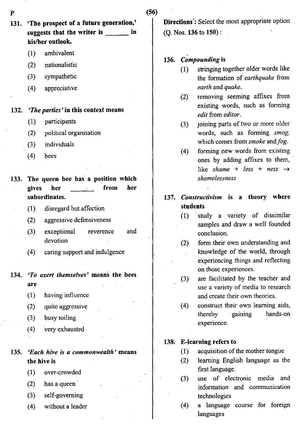 CTET February 2014 Paper 2 Part V Language II English 3