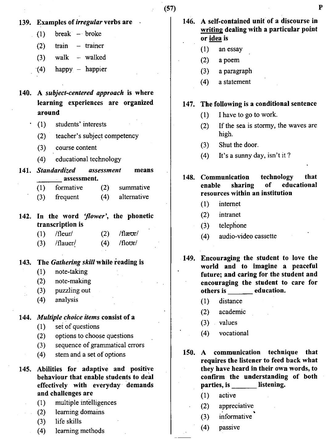 CTET February 2014 Paper 2 Part V Language II English 4