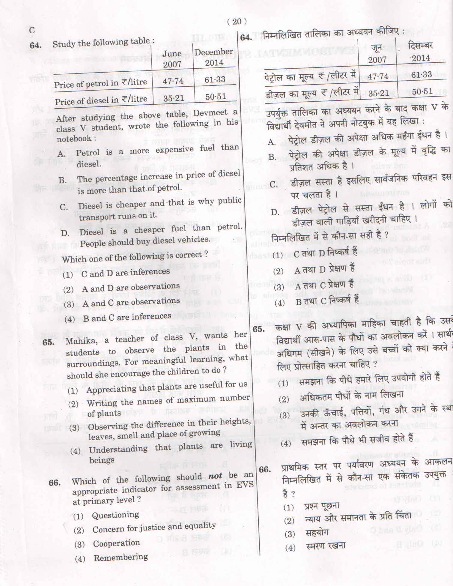 CTET February 2015 Paper 1 Part III Environmental Studies 2