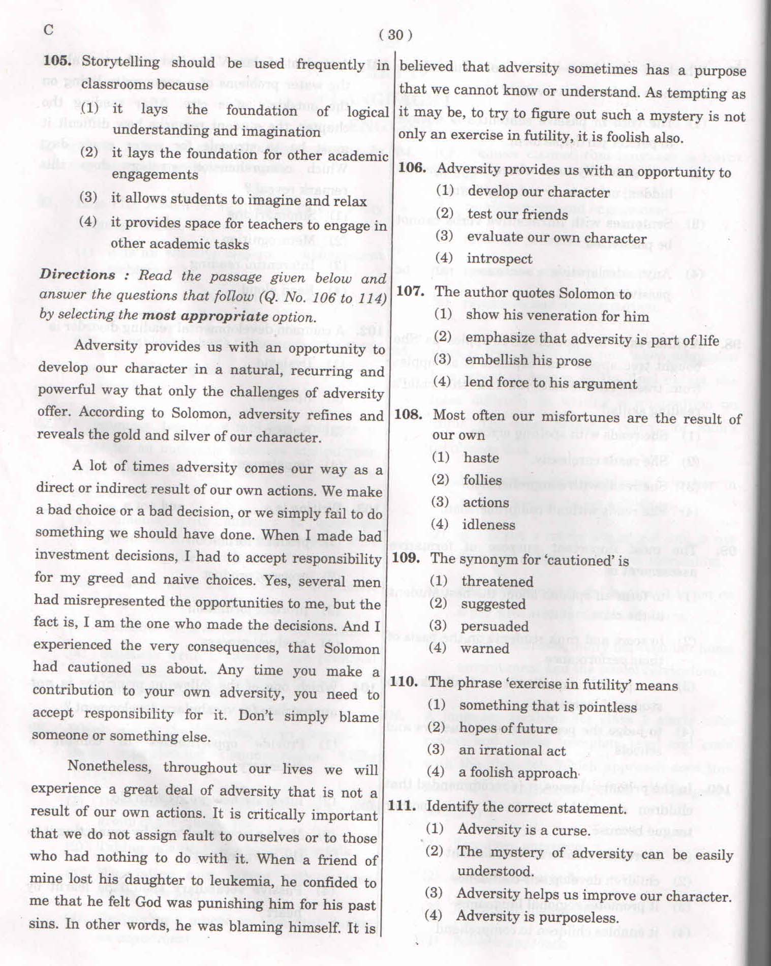 CTET February 2015 Paper 1 Part IV Language 1 English 3