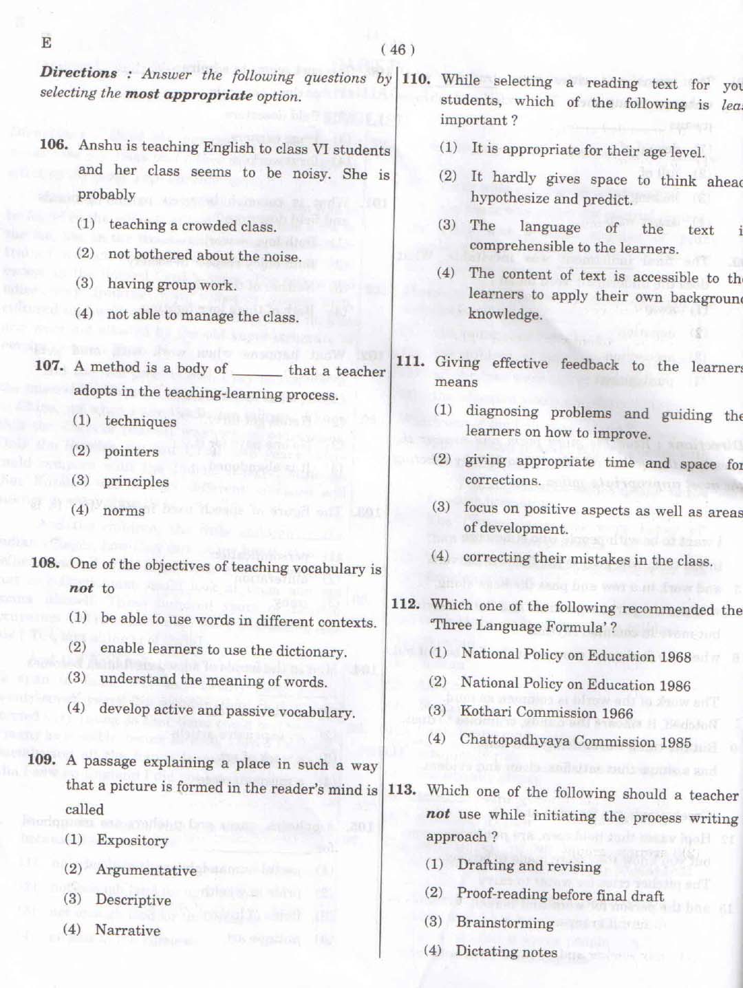 CTET February 2015 Paper 2 Part IV Language 1 English 3