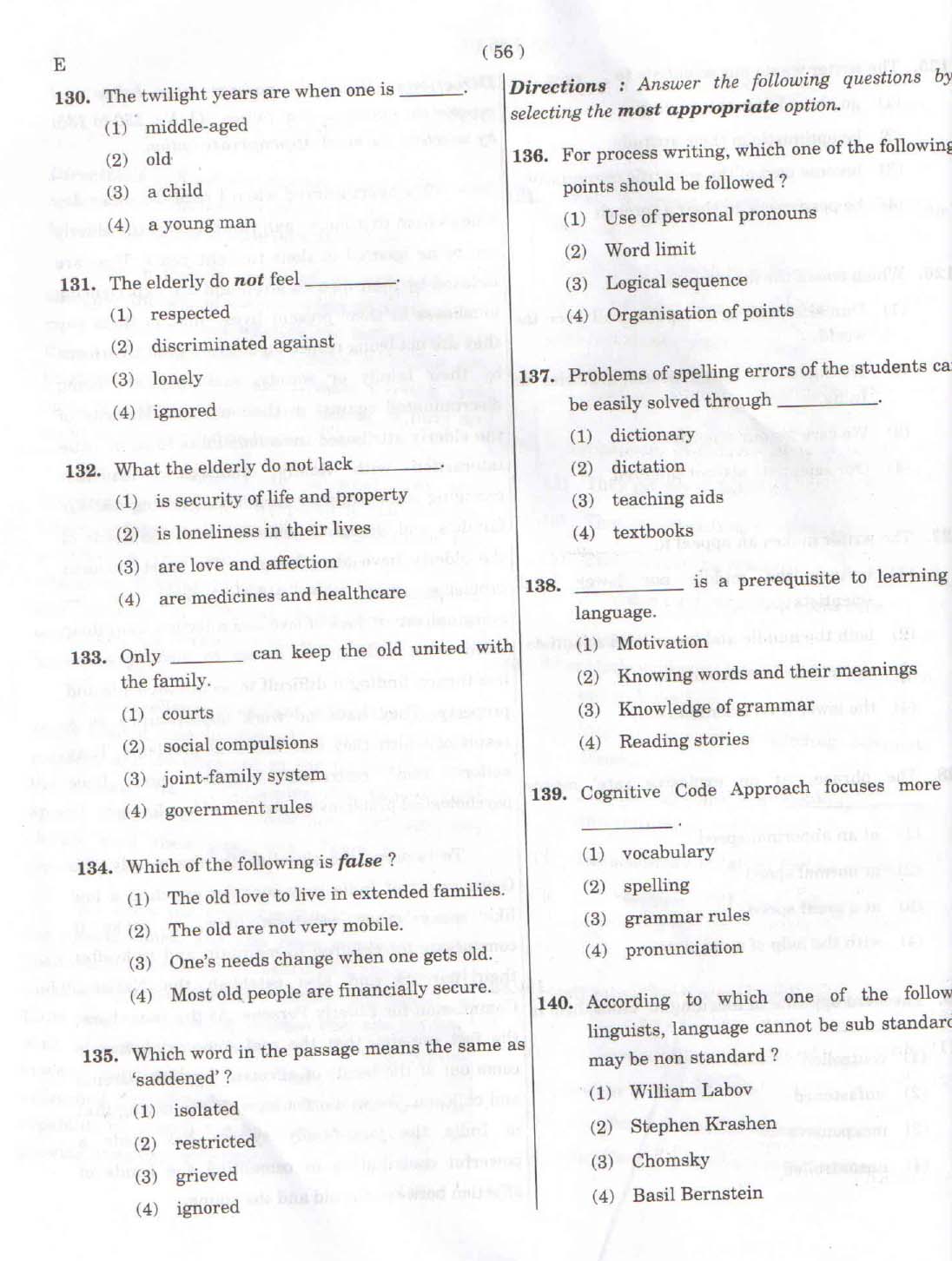 CTET February 2015 Paper 2 Part V Language II English 3