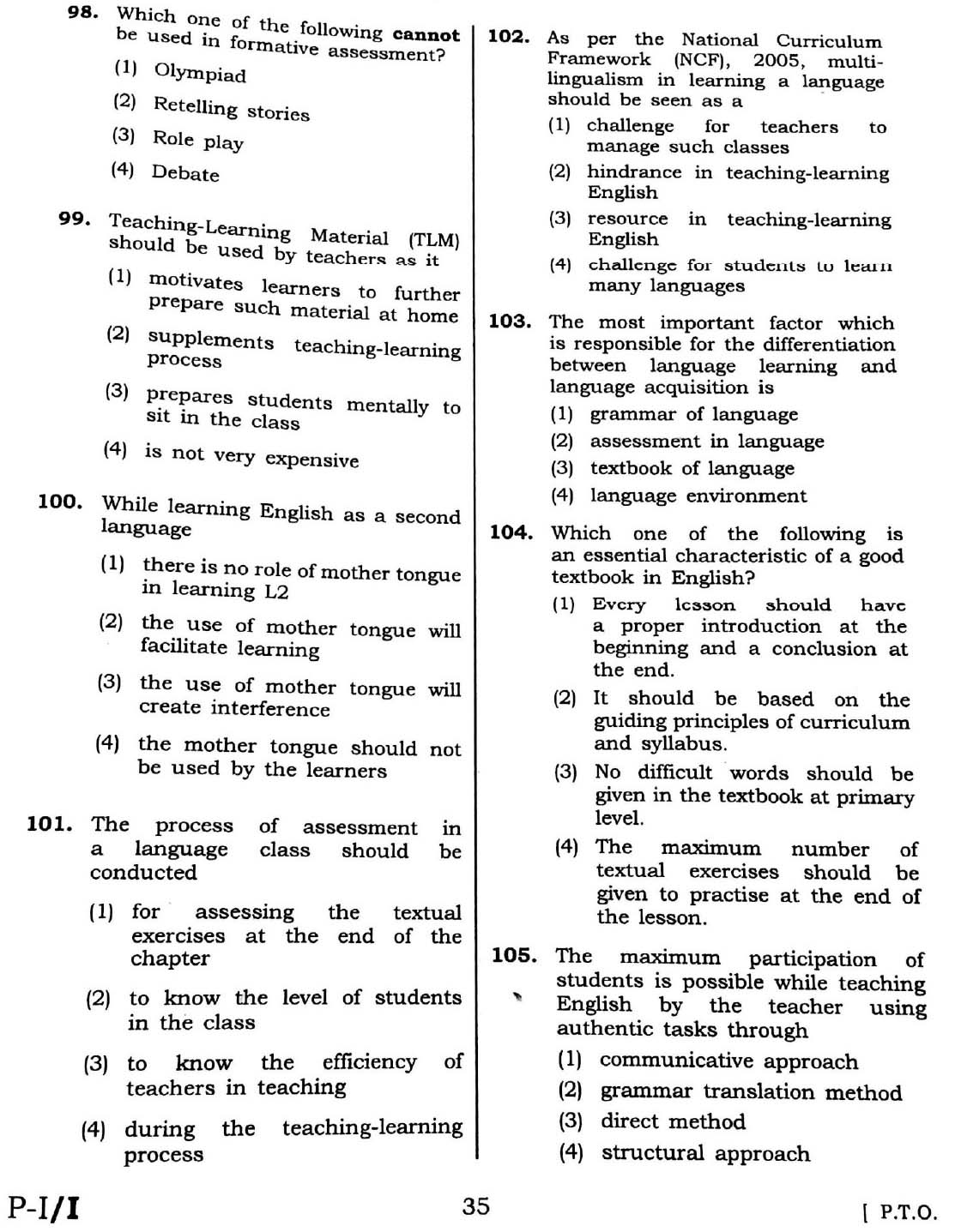 CTET February 2016 Paper 1 Part IV Language 1 English 2