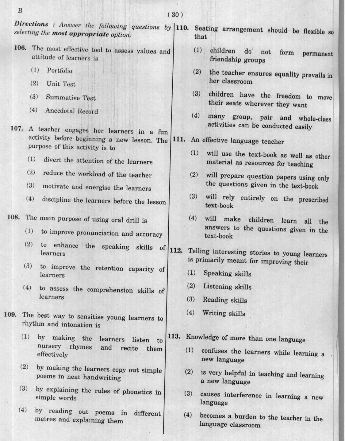 CTET January 2012 Paper 1 Part IV Language 1 English 3