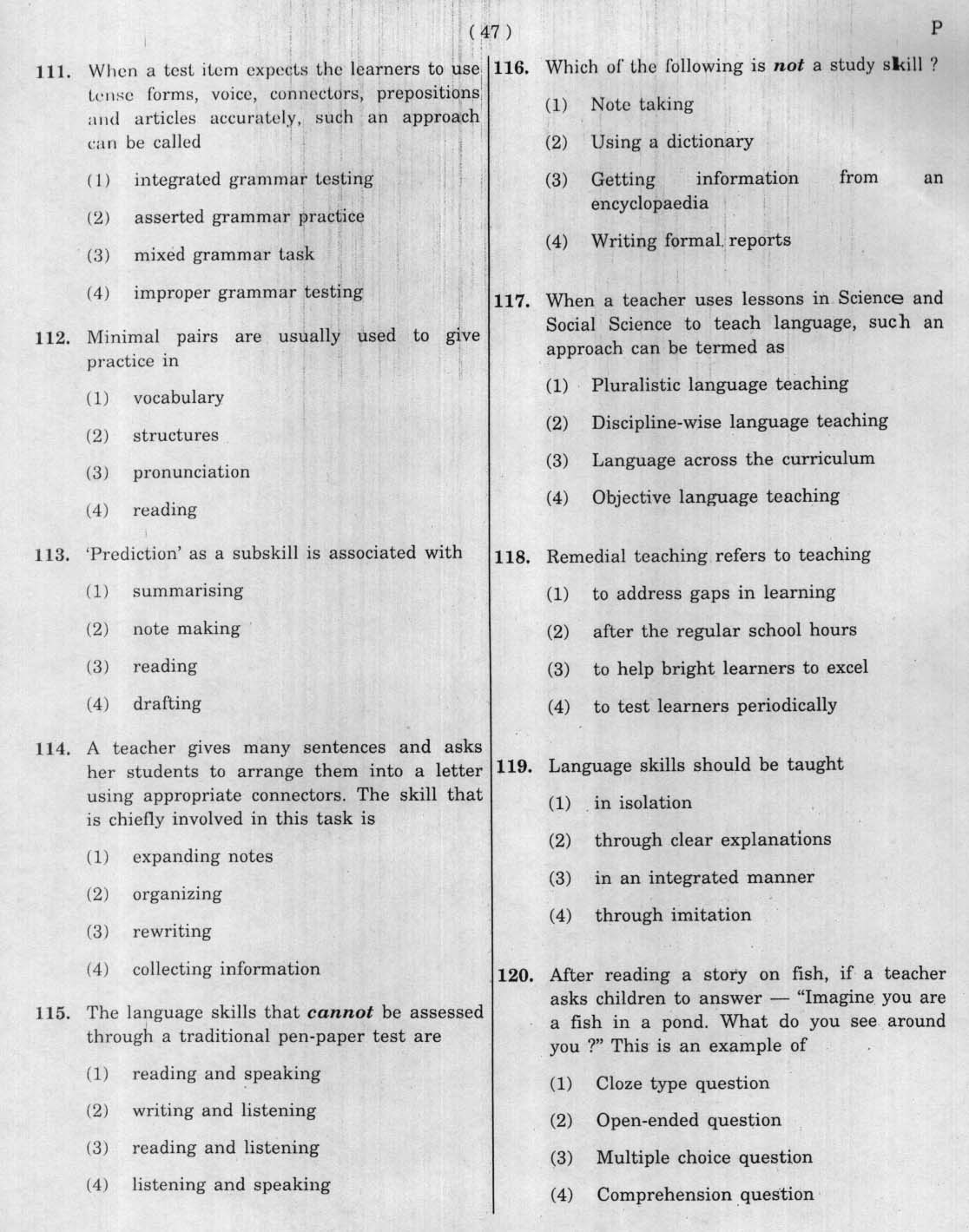 CTET January 2012 Paper 2 Part IV Language 1 English 4