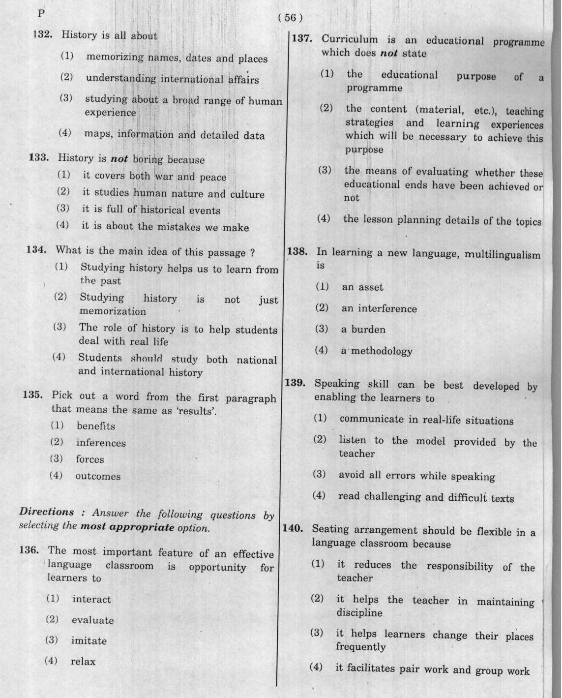 CTET January 2012 Paper 2 Part V Language II English 3