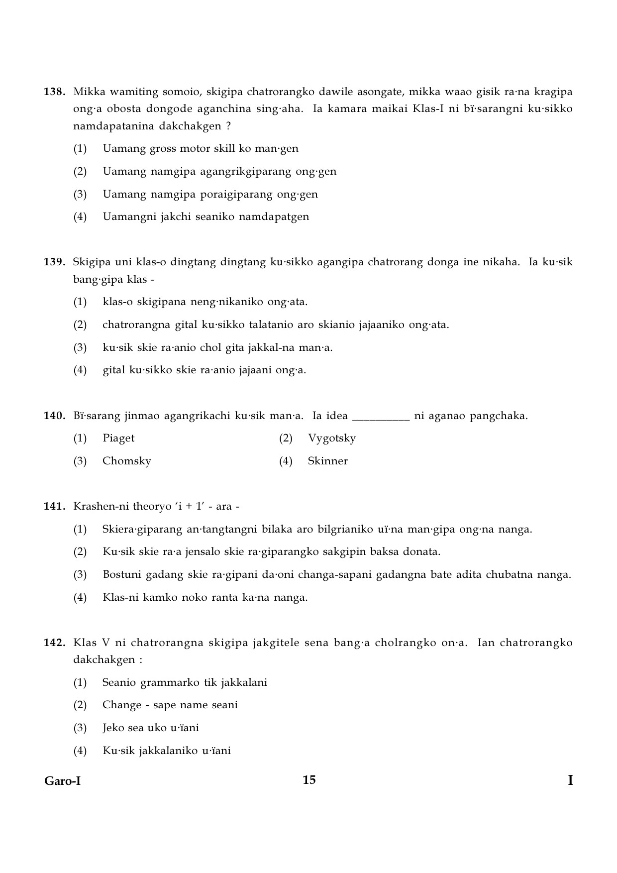 CTET January 2024 Garo Language Paper I Part IV and V 15