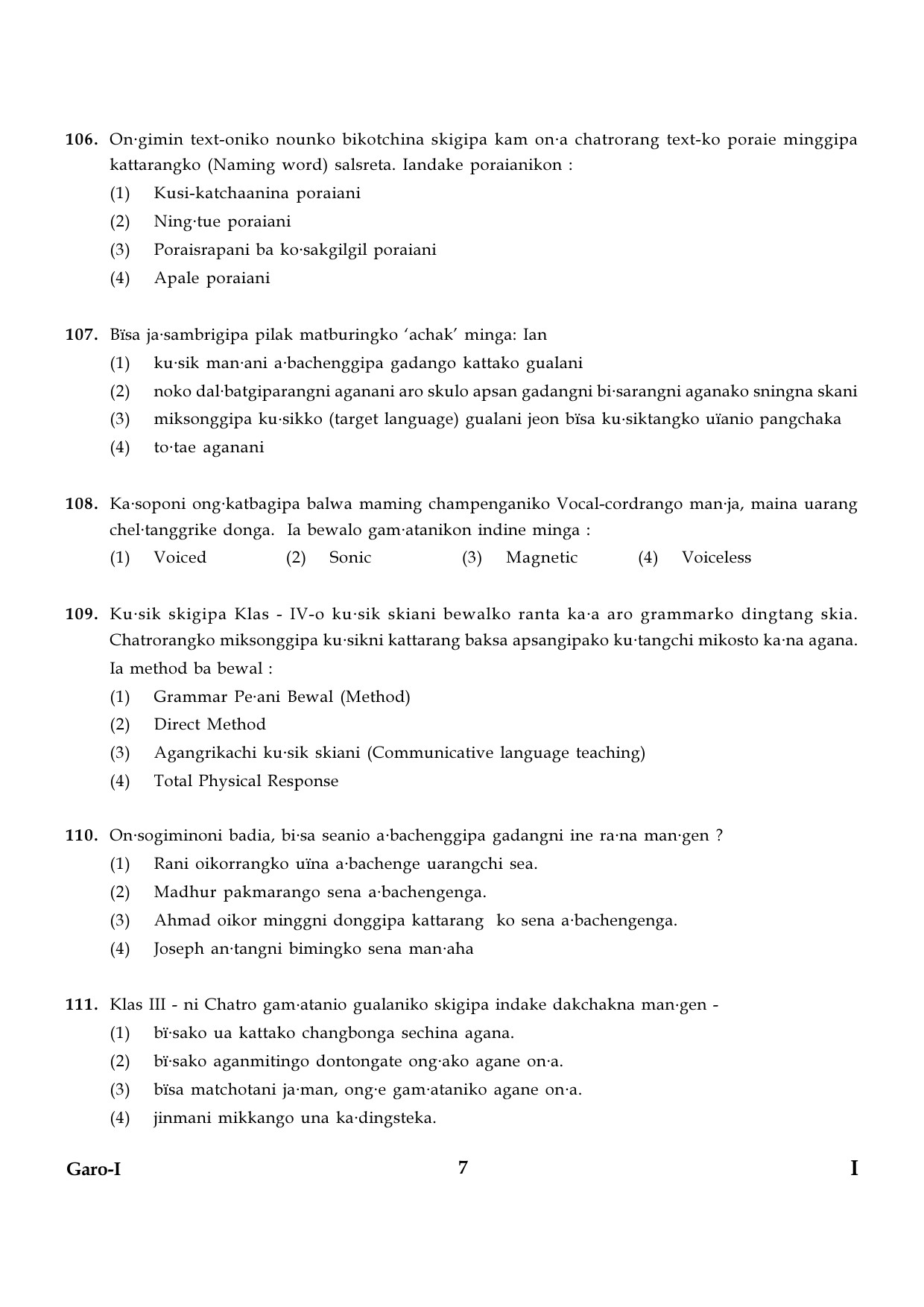 CTET January 2024 Garo Language Paper I Part IV and V 7