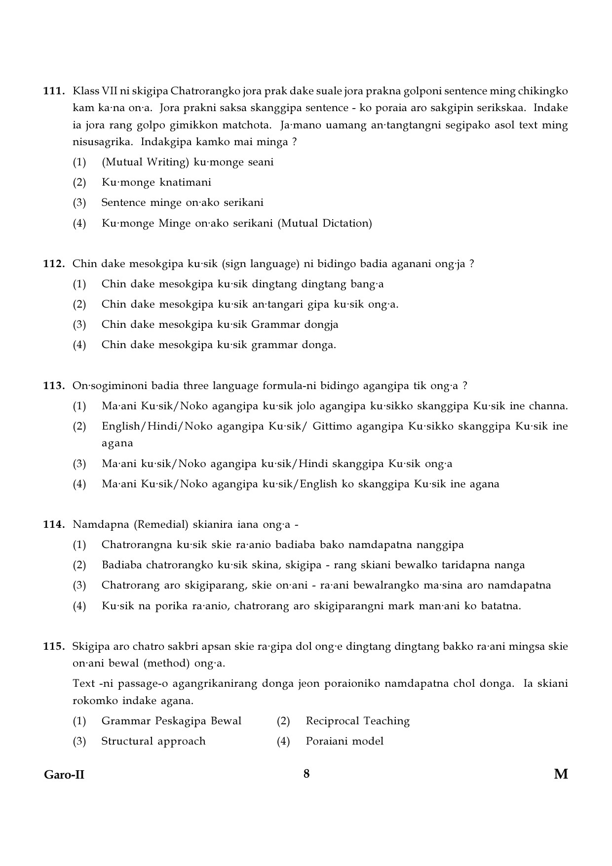 CTET January 2024 Garo Language Paper II Part IV and V 8