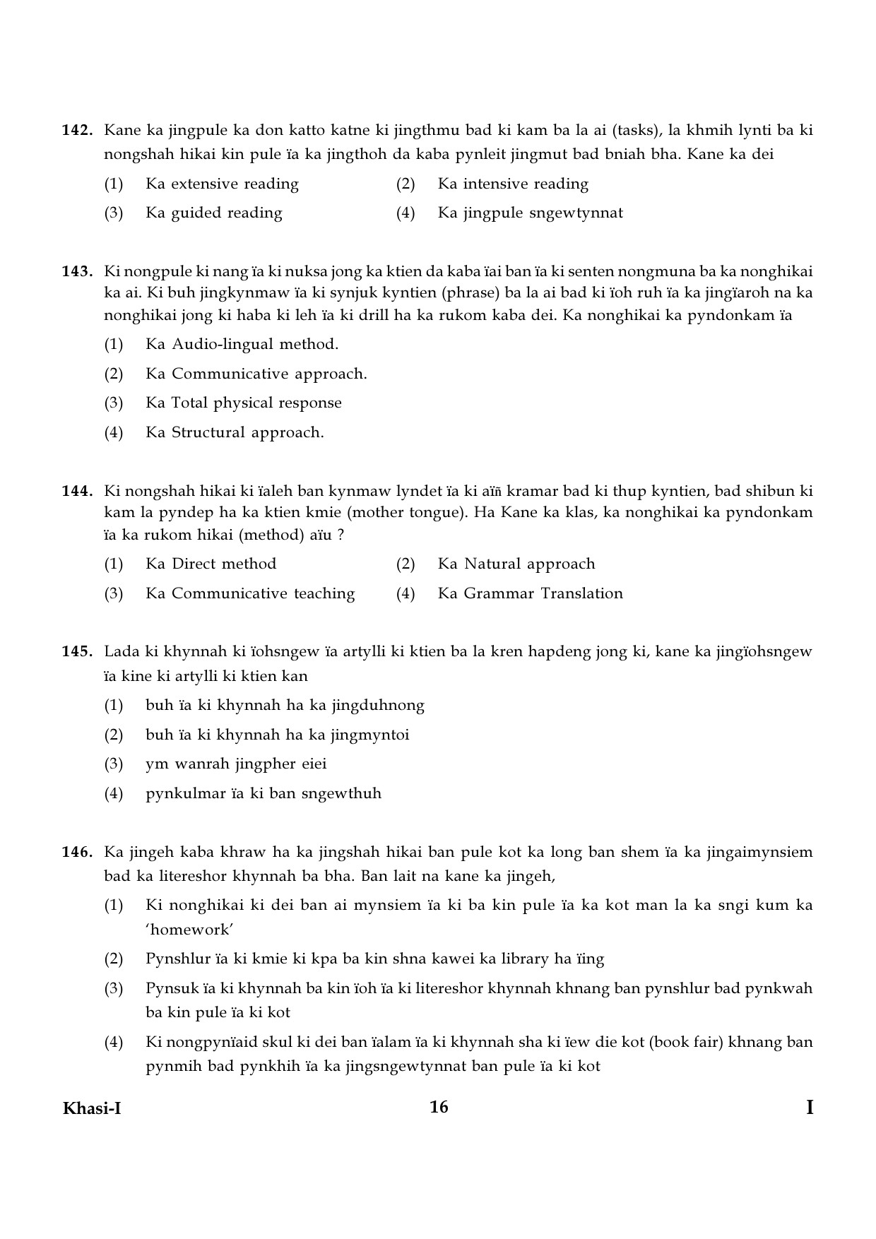 CTET January 2024 Khasi Language Paper I Part IV and V 16