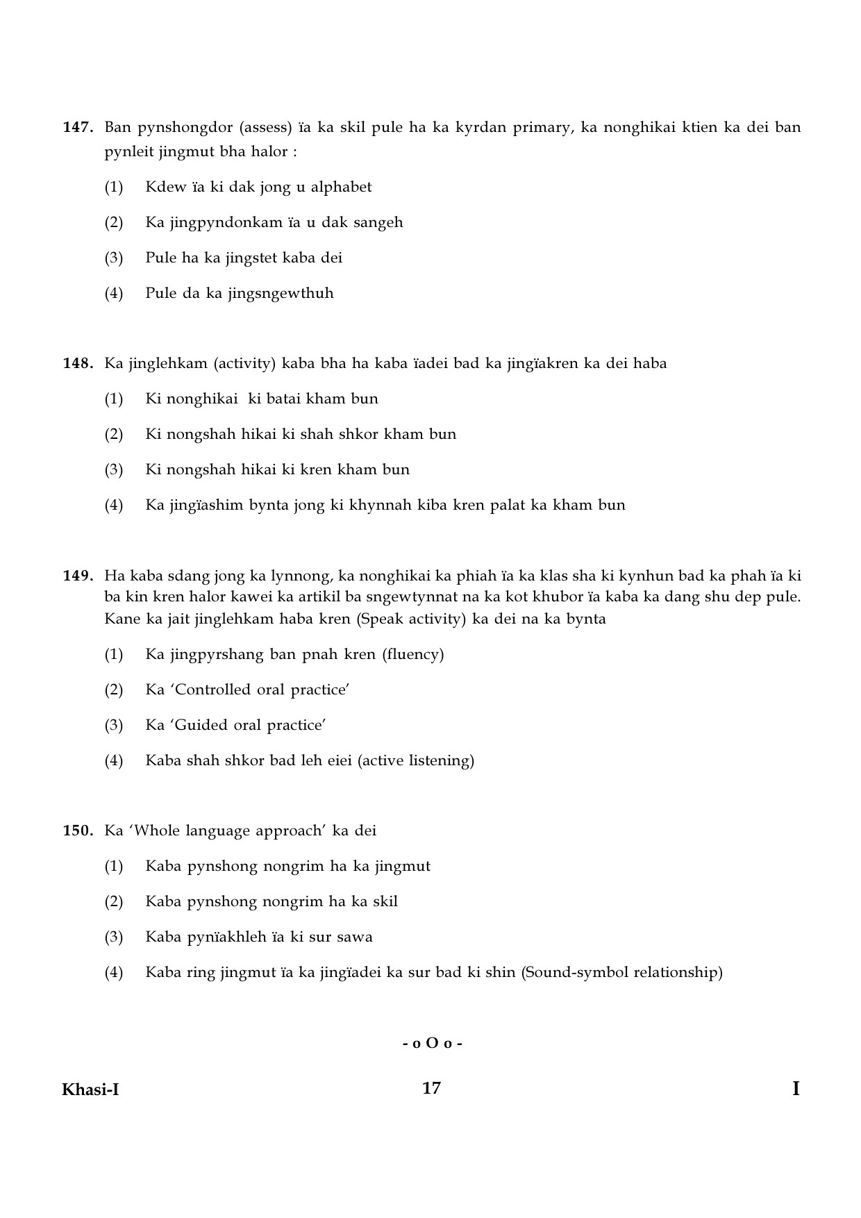 CTET January 2024 Khasi Language Paper I Part IV and V 17