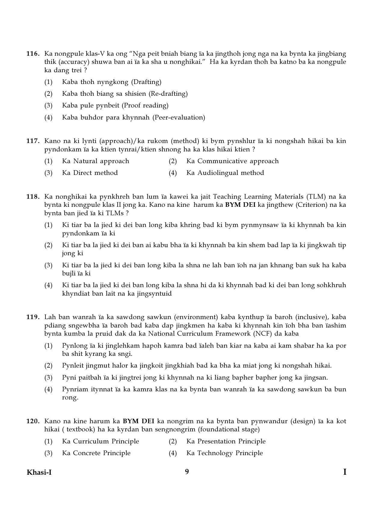 CTET January 2024 Khasi Language Paper I Part IV and V 9