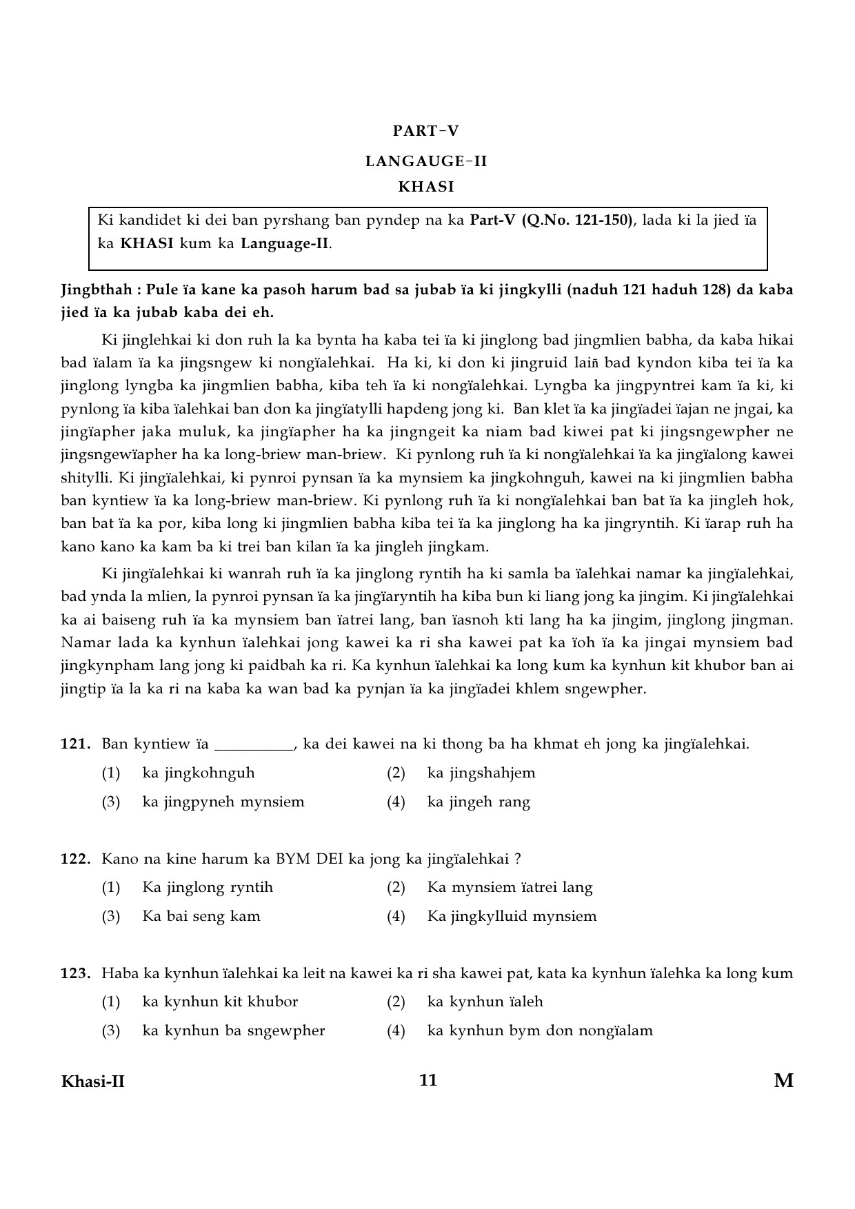 CTET January 2024 Khasi Language Paper II Part IV and V 11