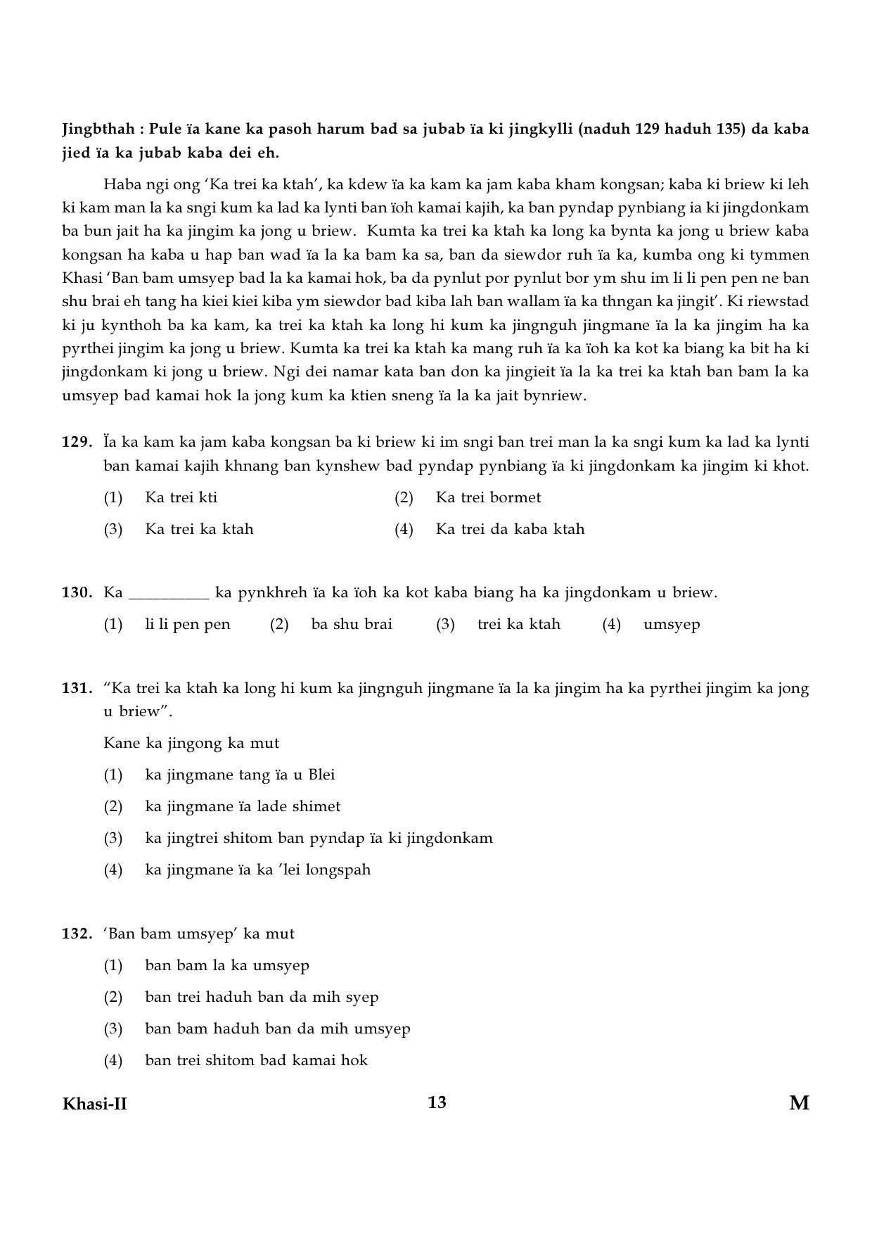 CTET January 2024 Khasi Language Paper II Part IV and V 13