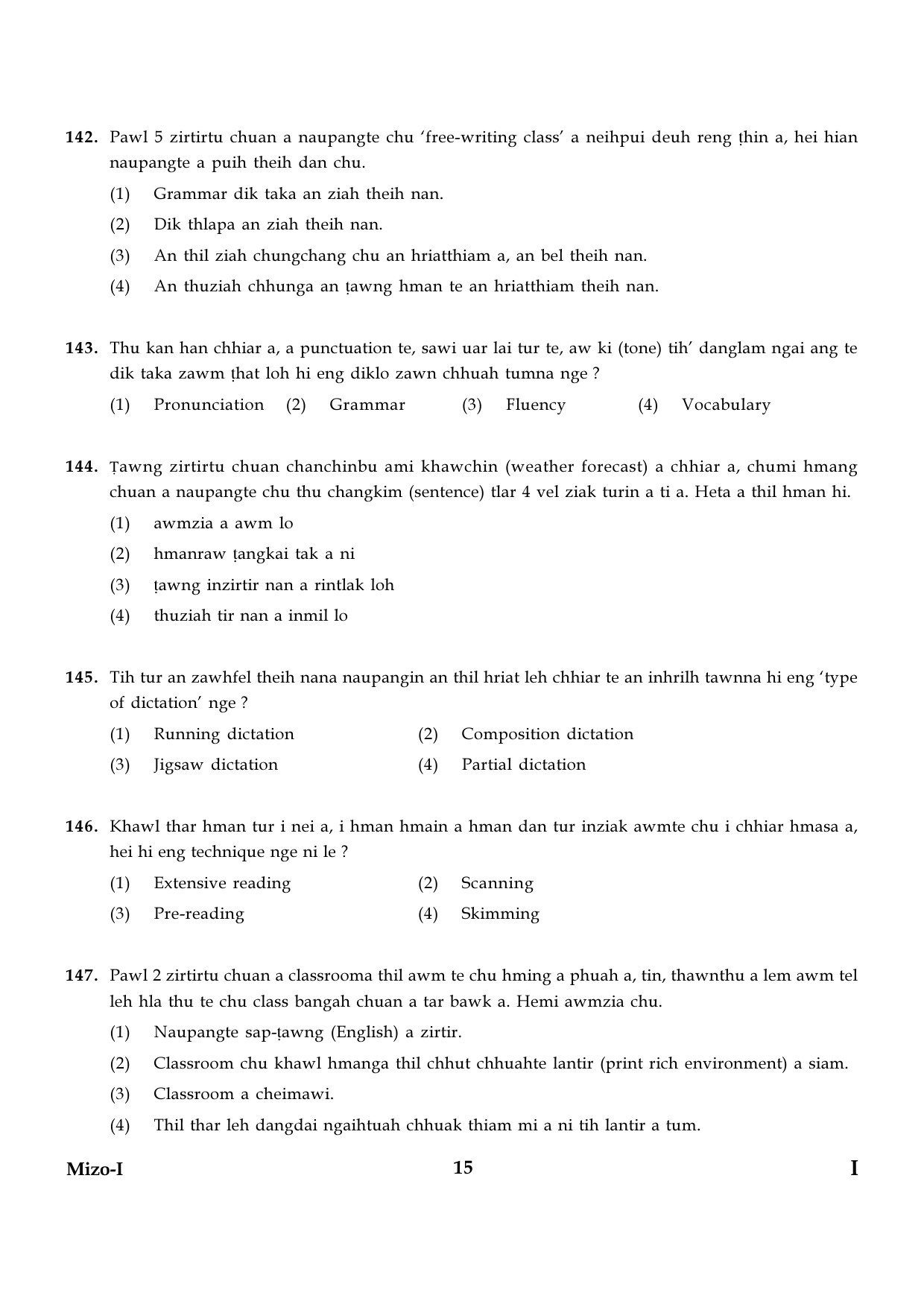 CTET January 2024 Mizo Language Paper I Part IV and V 15