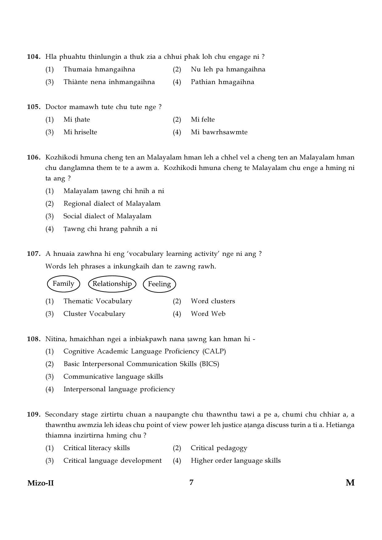 CTET January 2024 Mizo Language Paper II Part IV and V 7