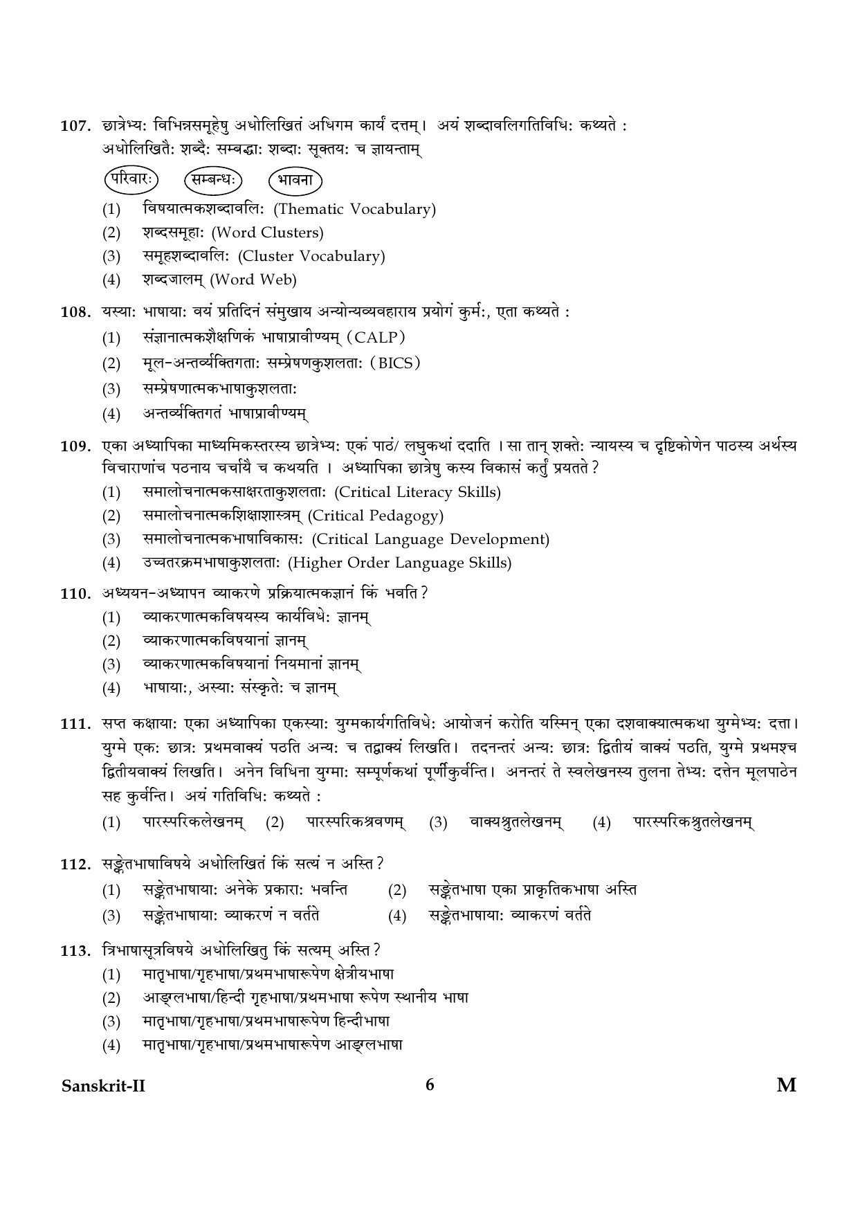 CTET January 2024 Sanskrit Language Paper II Part IV and V 6