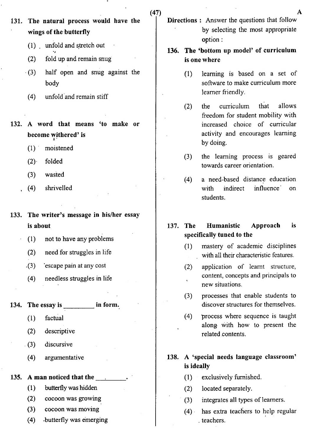 CTET July 2013 Paper 1 Part V Language II English 3