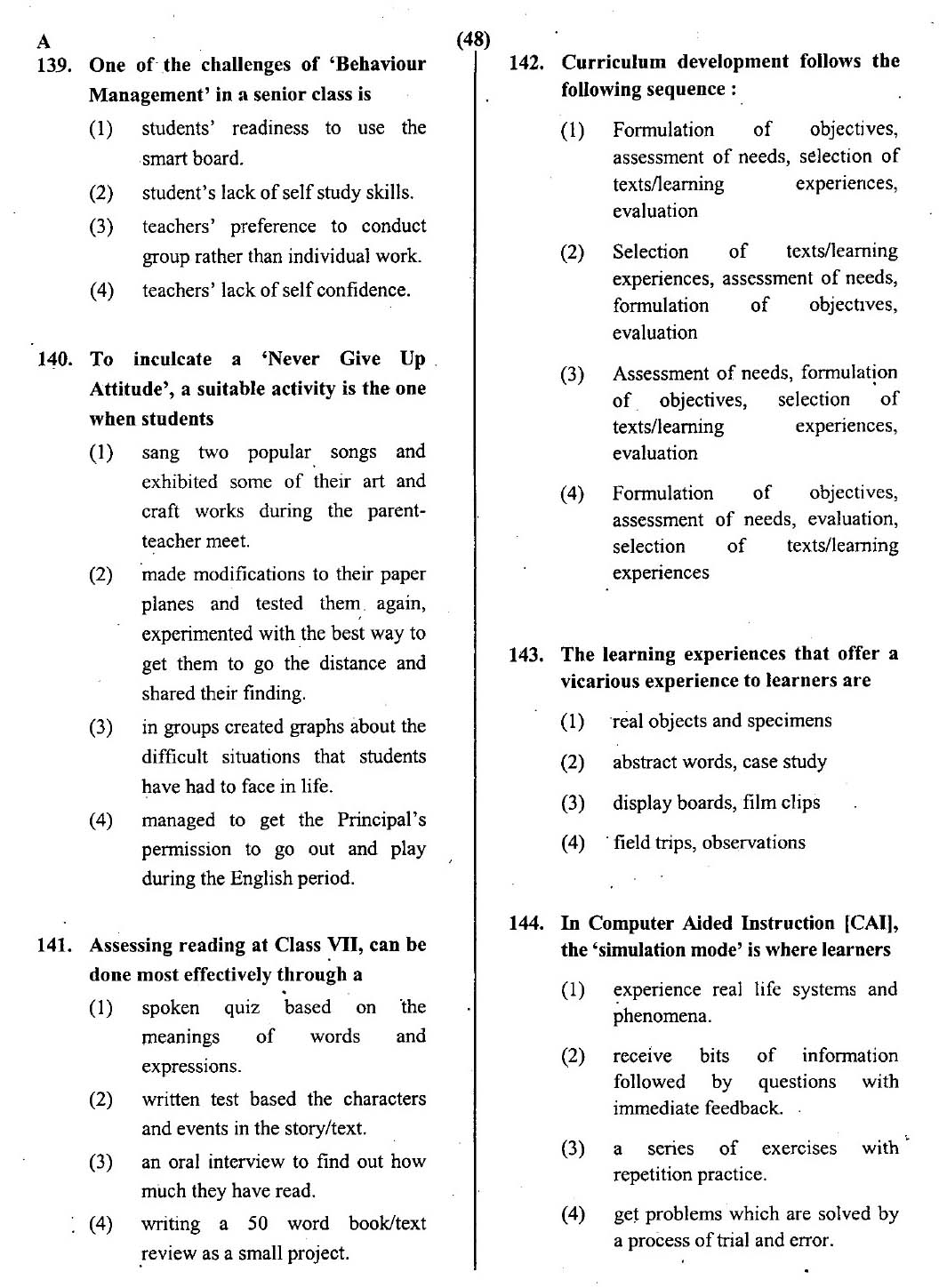 CTET July 2013 Paper 1 Part V Language II English 4