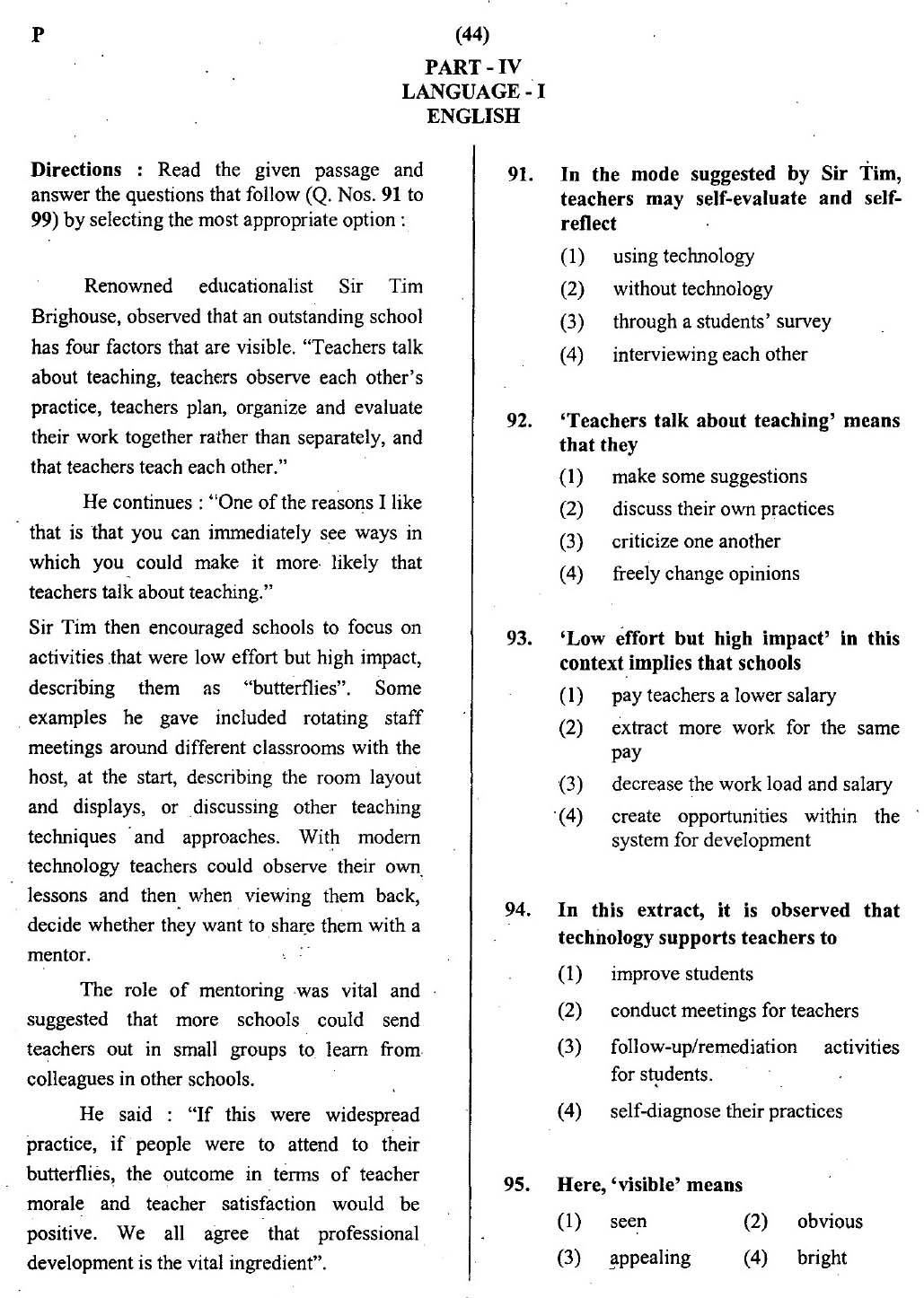 CTET July 2013 Paper 2 Part IV Language 1 English 1