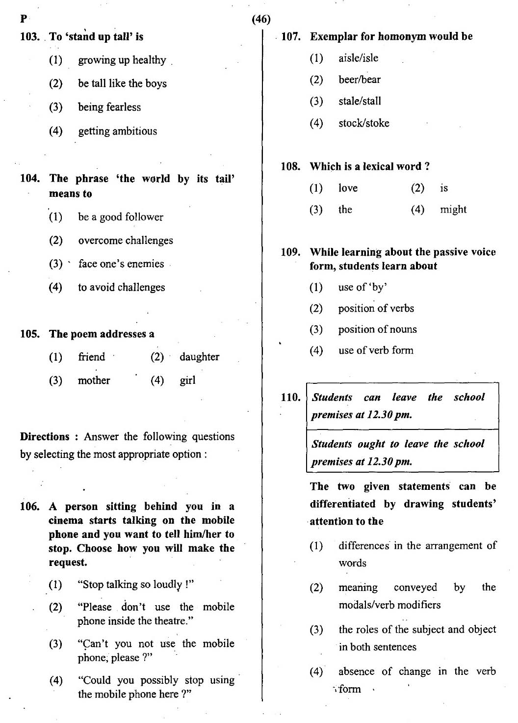 CTET July 2013 Paper 2 Part IV Language 1 English 3