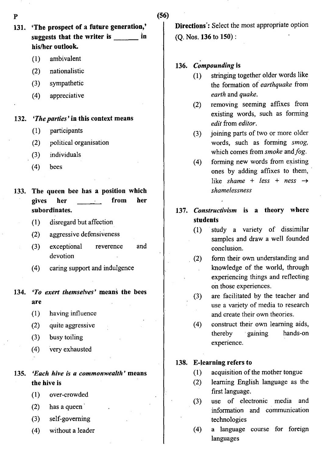 CTET July 2013 Paper 2 Part V Language II English 3