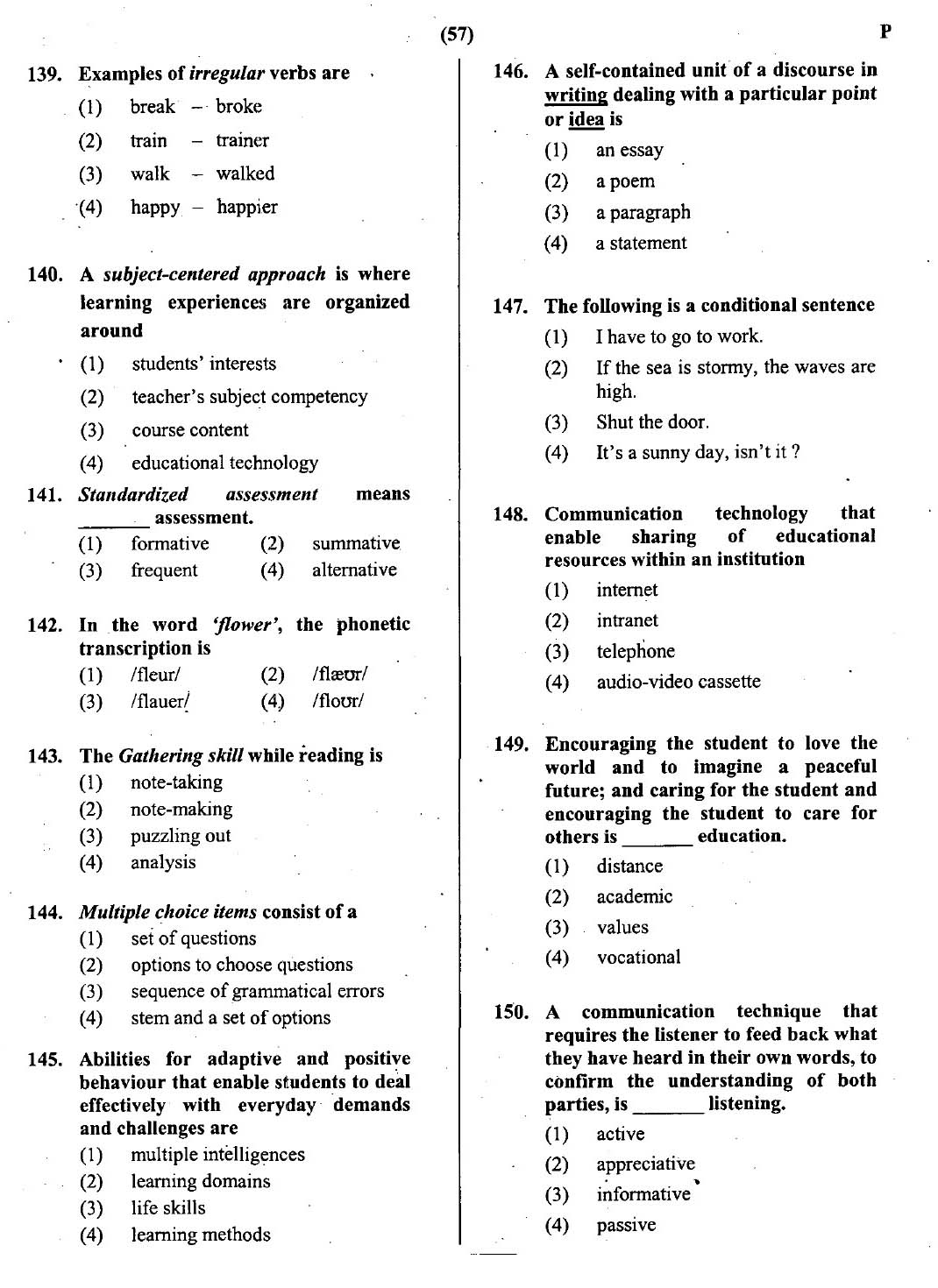 CTET July 2013 Paper 2 Part V Language II English 4