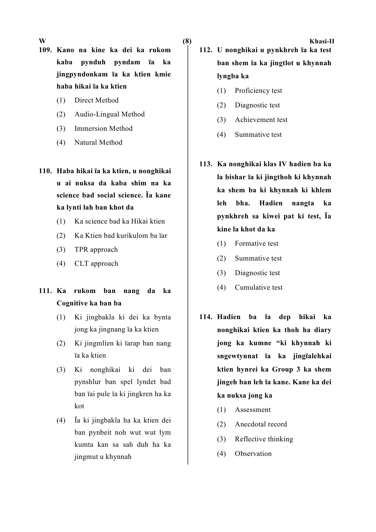 CTET July 2019 Paper 2 Part IV Language 1 Khasi 5