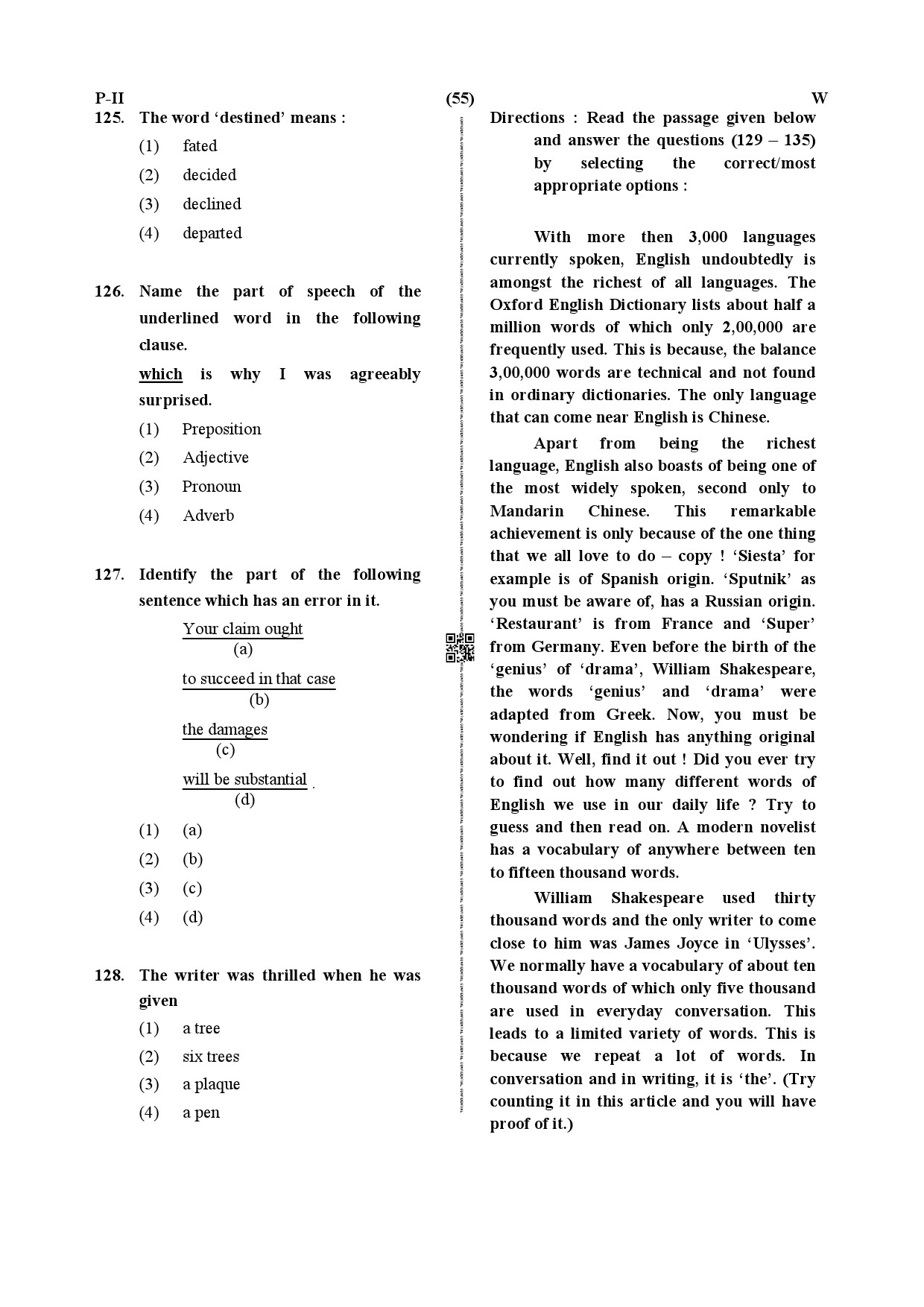 CTET July 2019 Paper 2 Part V Language II English 2