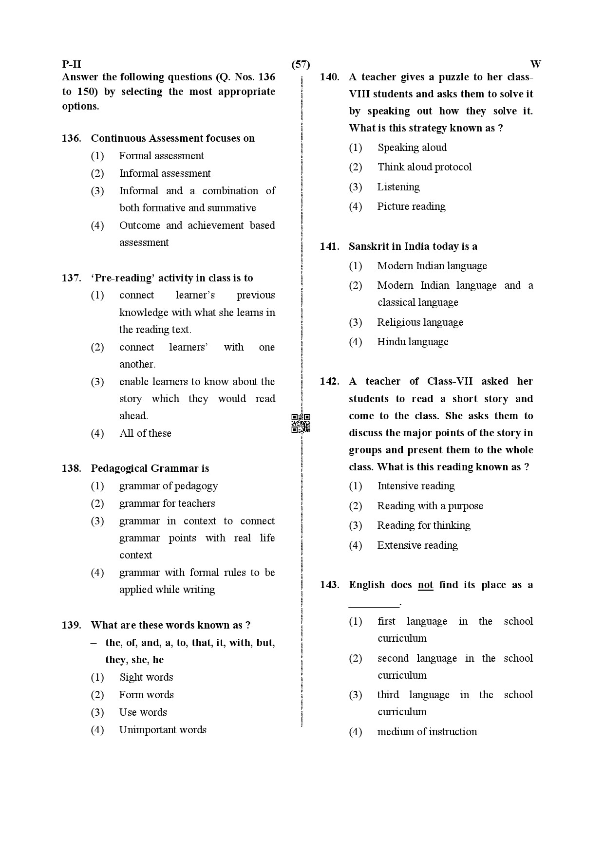 CTET July 2019 Paper 2 Part V Language II English 4