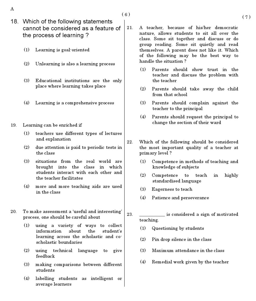 CTET June 2011 Paper 1 Part I Child Development and Pedagogy 3