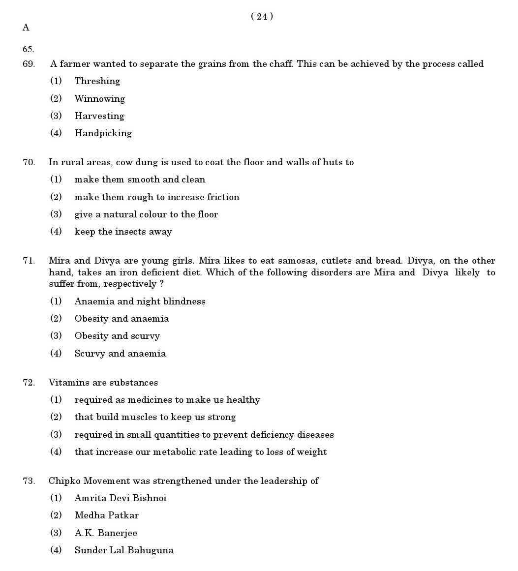 CTET June 2011 Paper 1 Part III Environmental Studies 3