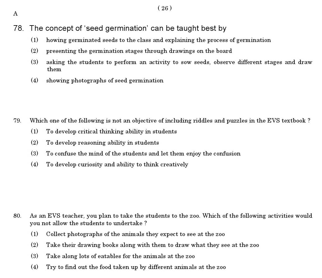 CTET June 2011 Paper 1 Part III Environmental Studies 5