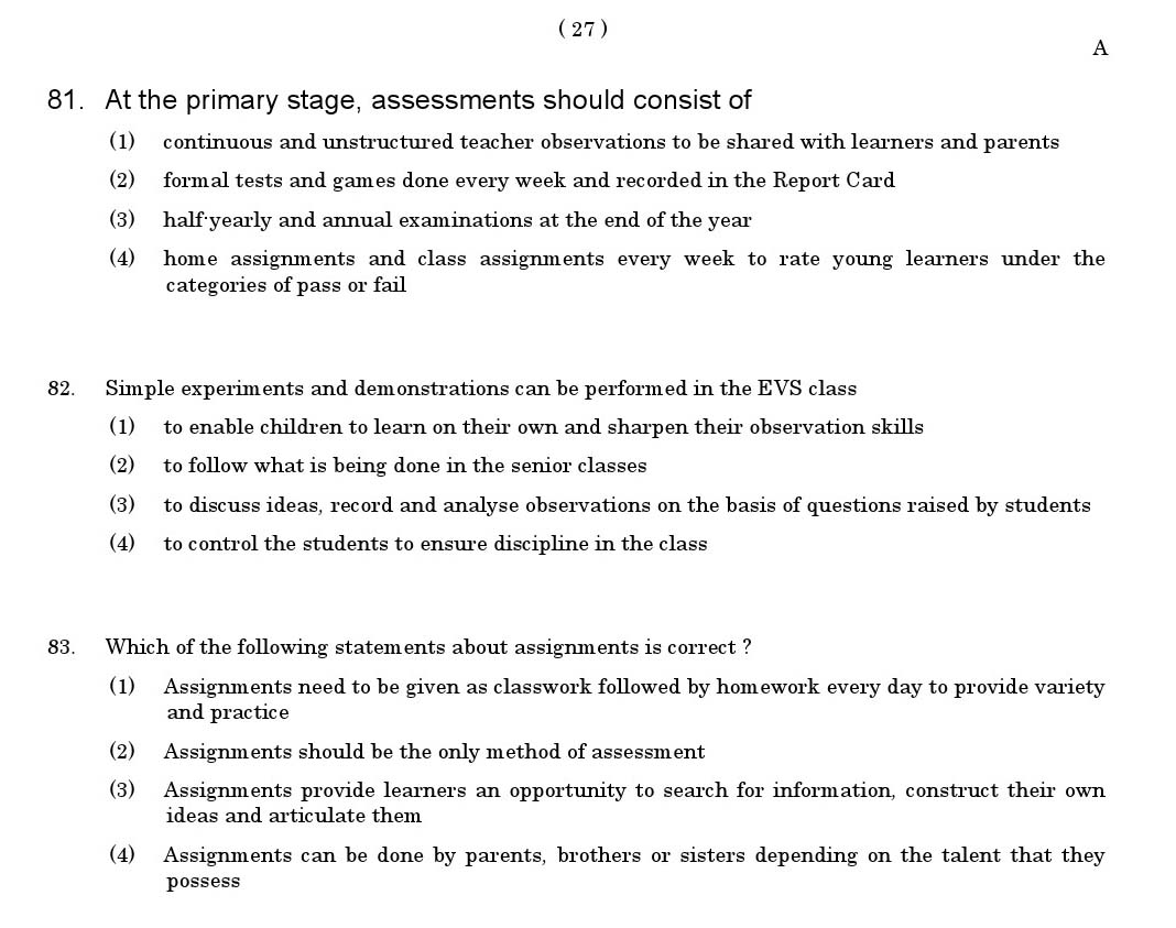 CTET June 2011 Paper 1 Part III Environmental Studies 6