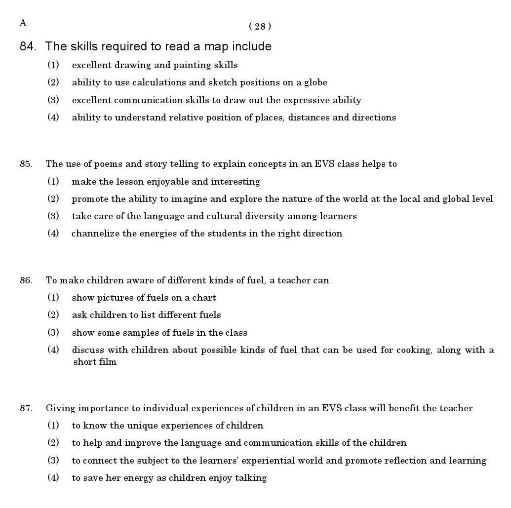 CTET June 2011 Paper 1 Part III Environmental Studies 7