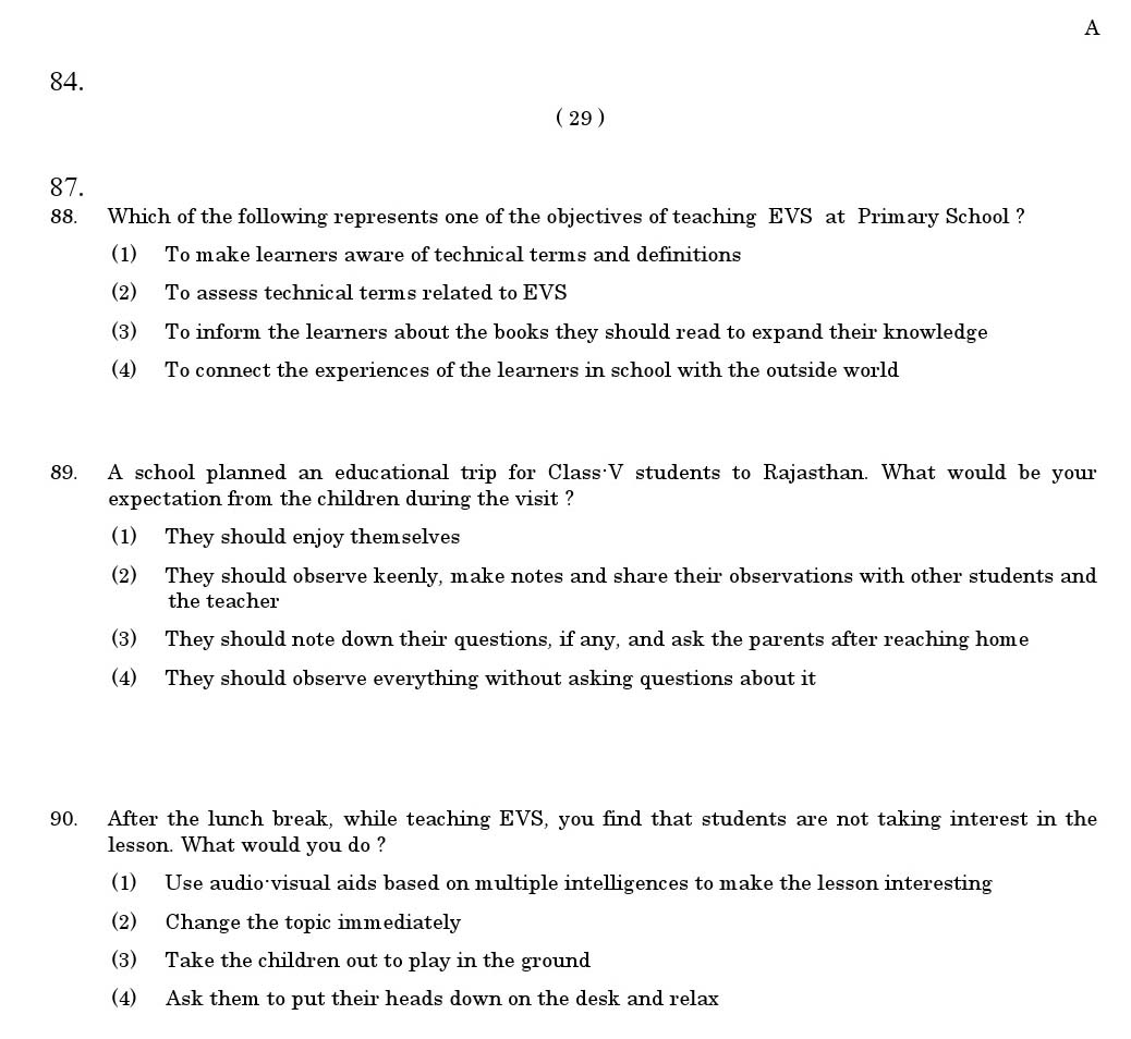 CTET June 2011 Paper 1 Part III Environmental Studies 8