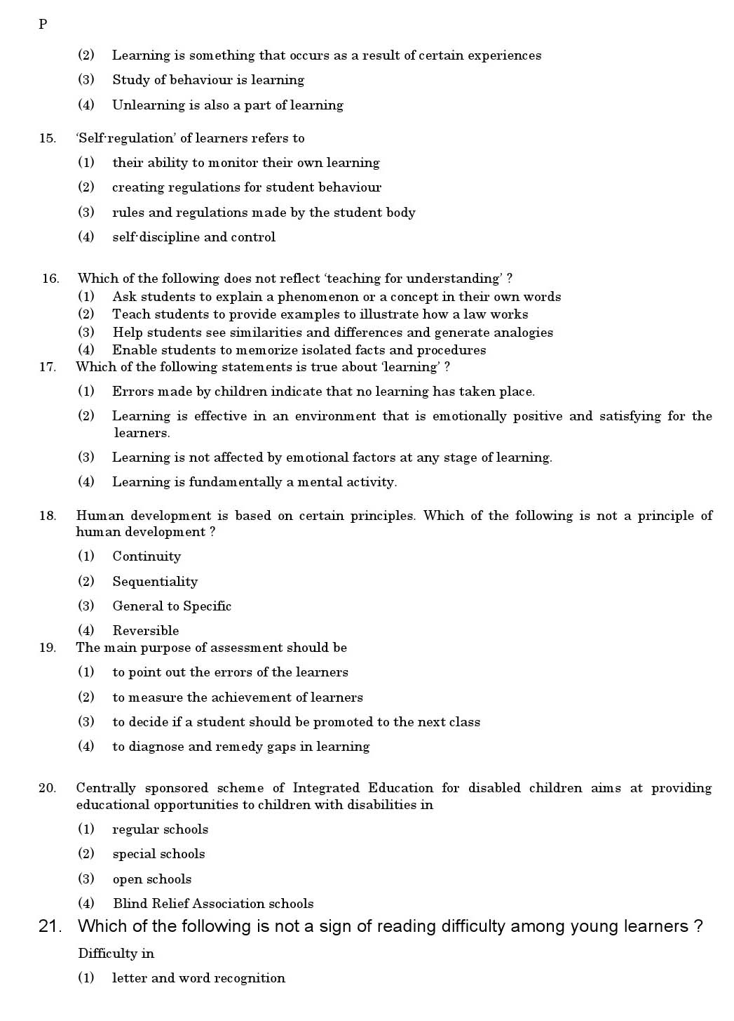 CTET June 2011 Paper 2 Part I Child Development and Pedagogy 3