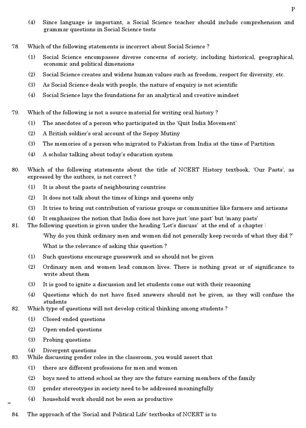 CTET June 2011 Paper 2 Part III Social Studies 10