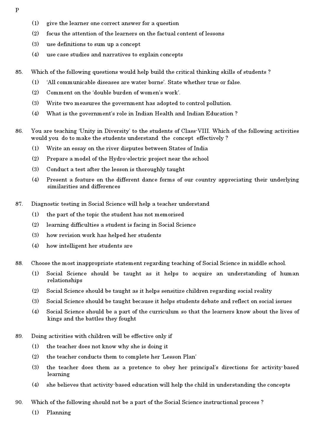 CTET June 2011 Paper 2 Part III Social Studies 11