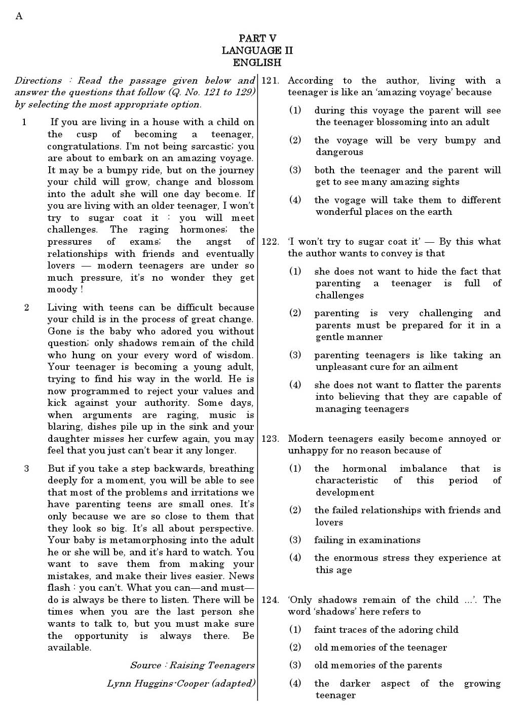 CTET June 2011 Paper 2 Part V Language II English 1