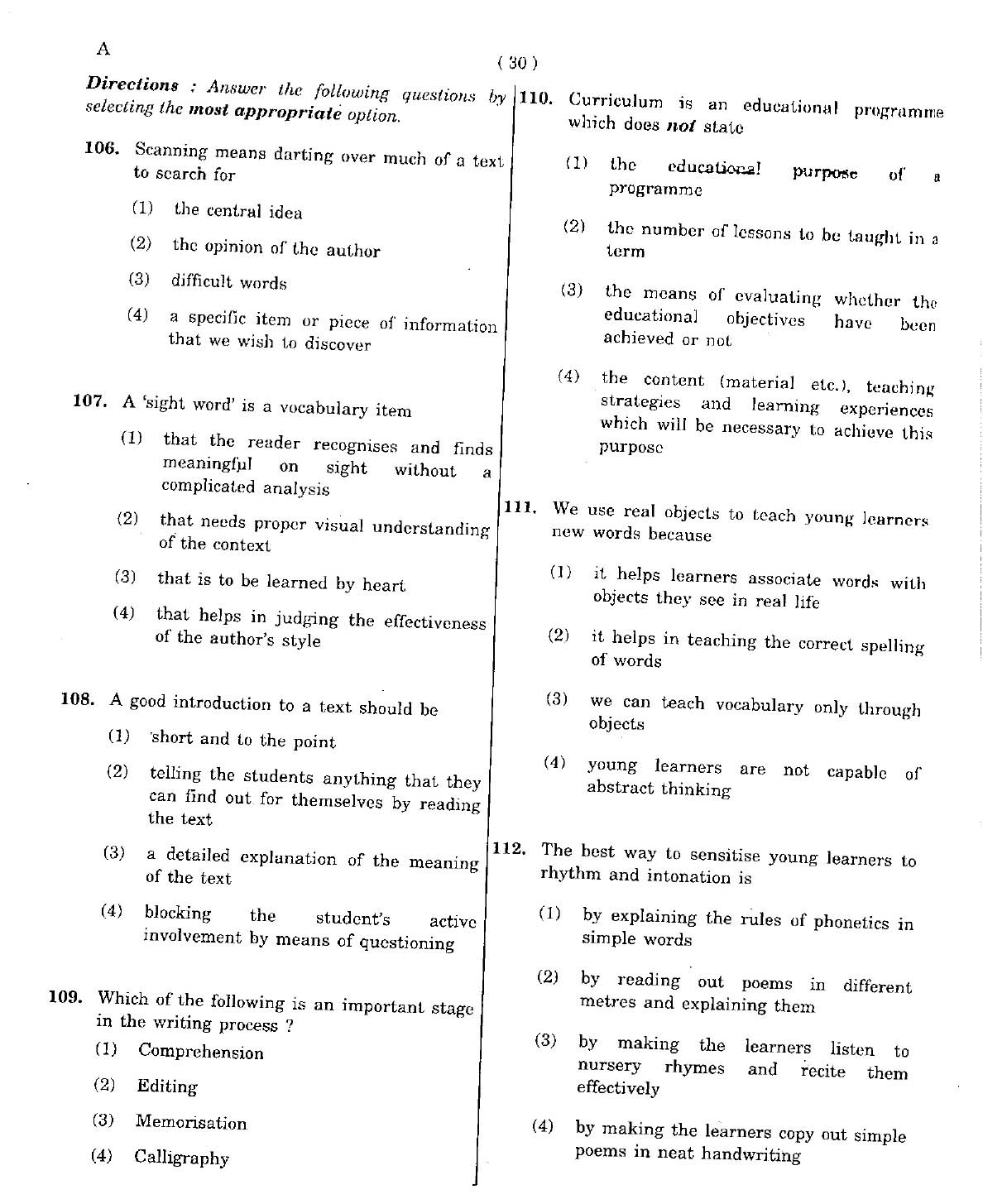 CTET May 2012 Paper 1 Part IV Language 1 English 3