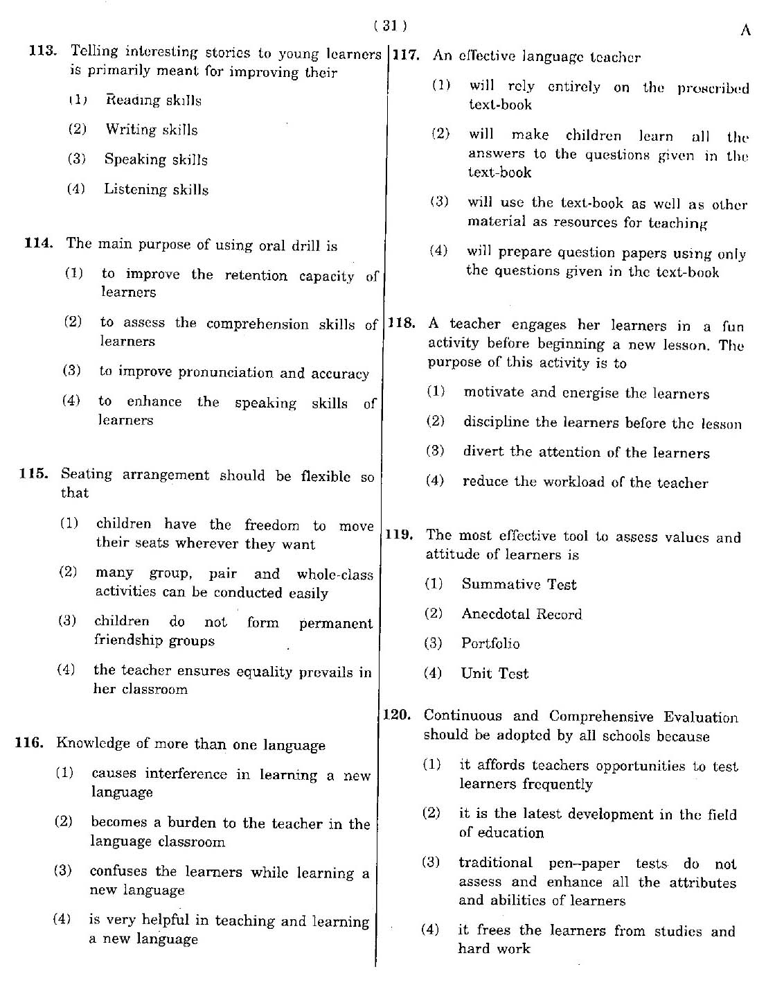 CTET May 2012 Paper 1 Part IV Language 1 English 4