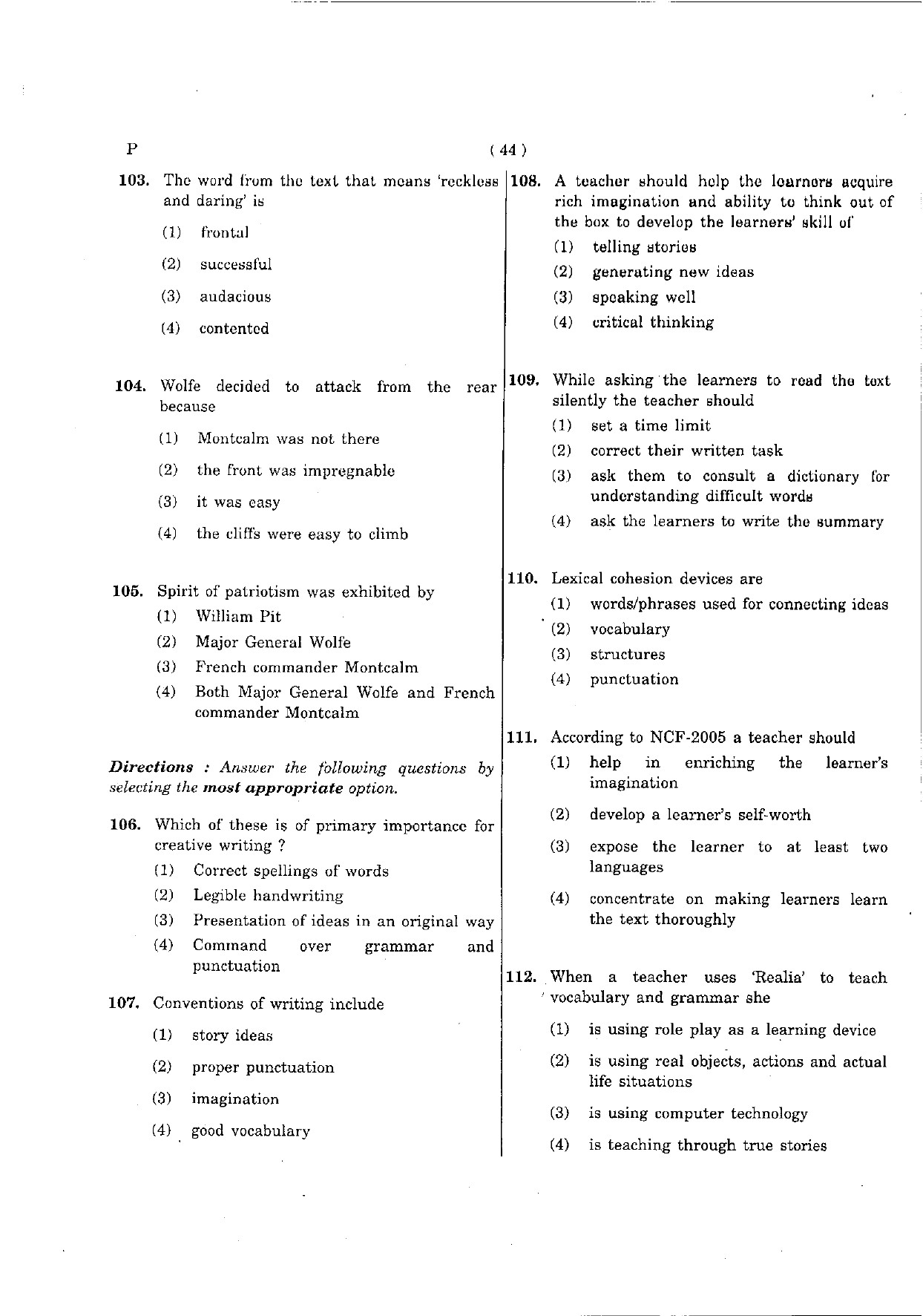 CTET May 2012 Paper 2 Part IV Language 1 English 3