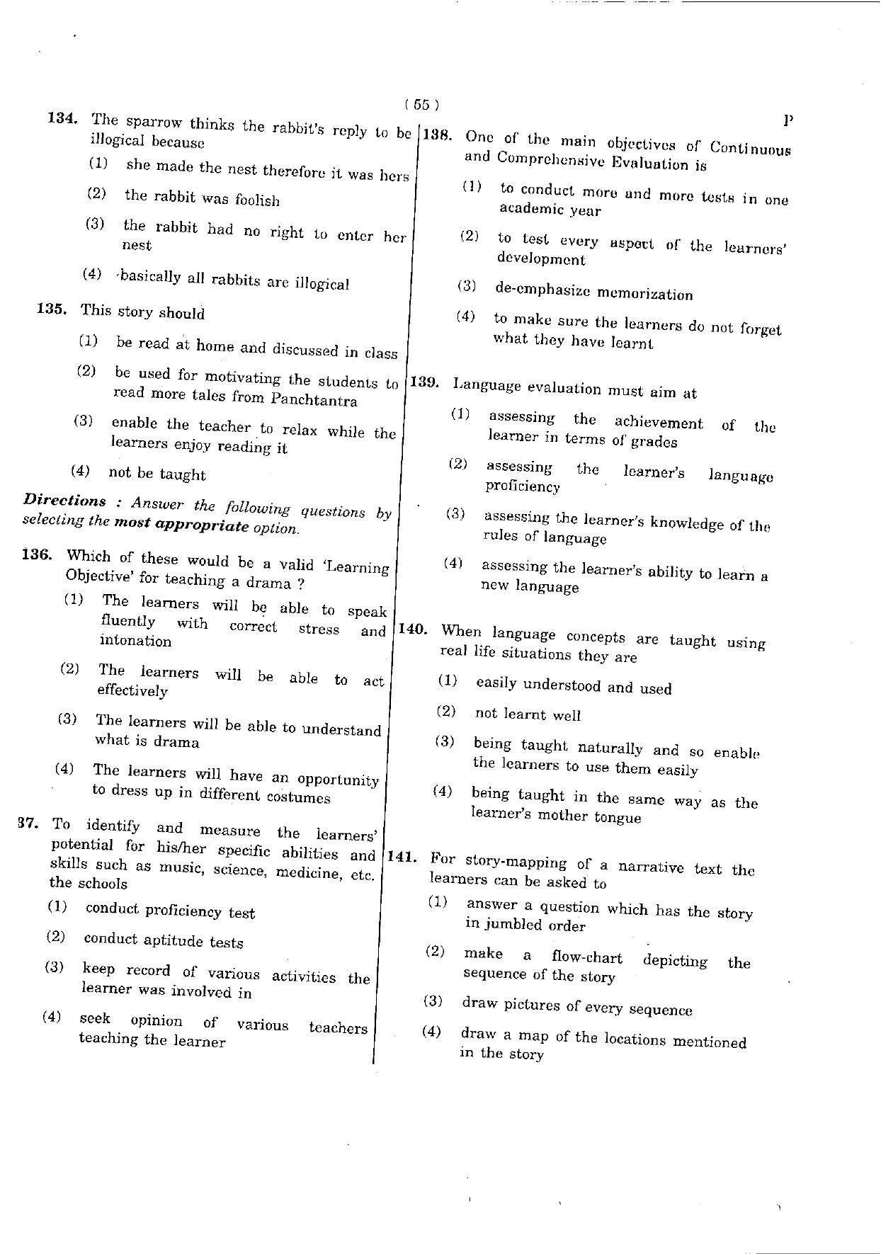 CTET May 2012 Paper 2 Part V Language II English 4