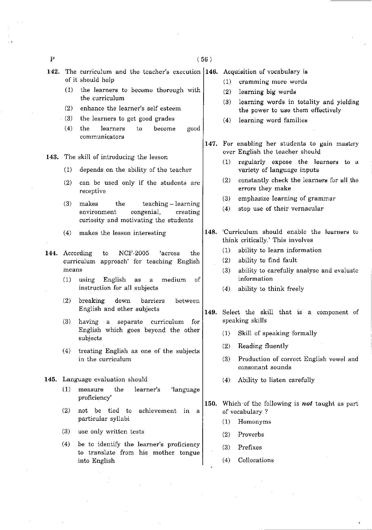 CTET May 2012 Paper 2 Part V Language II English 5