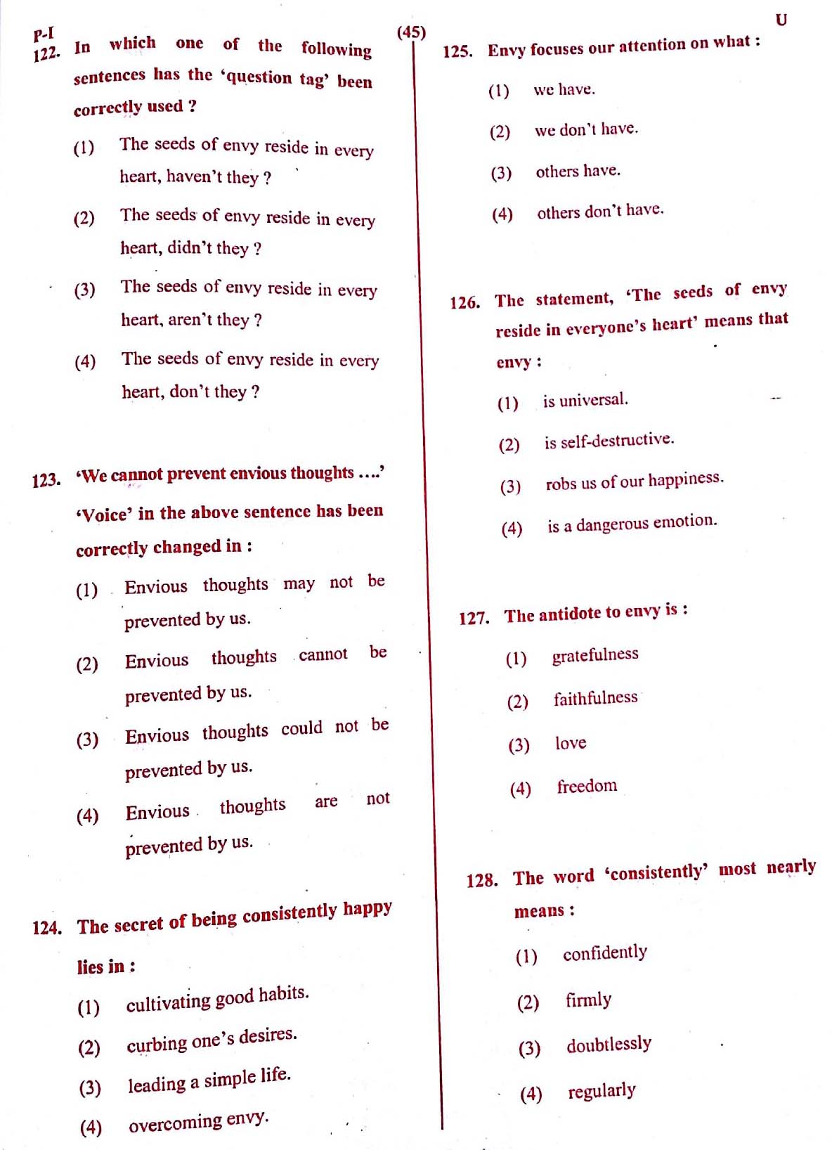 CTET May 2016 Paper 1 Part V Language II English 2