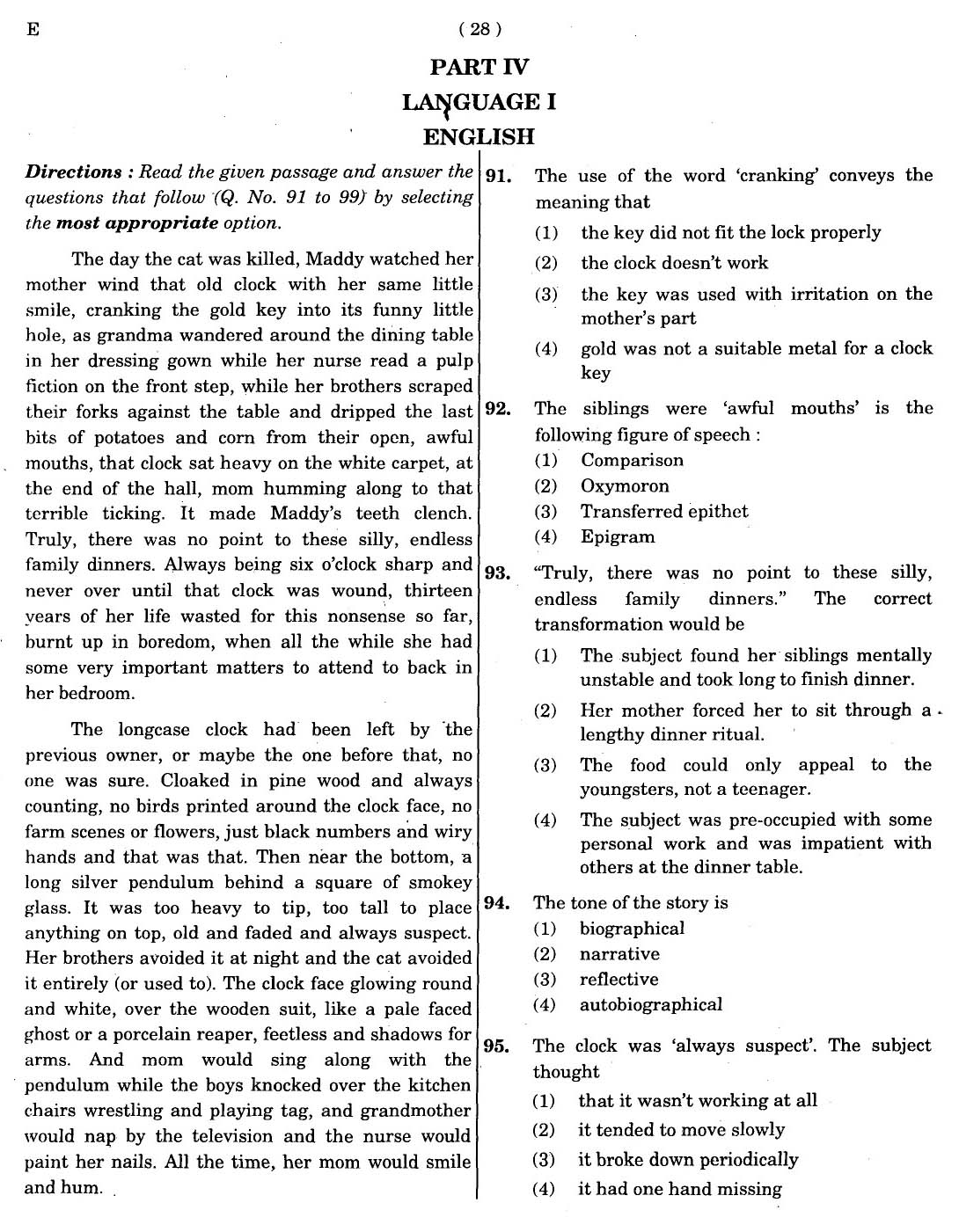 CTET November 2012 Paper 1 Part IV Language 1 English 1