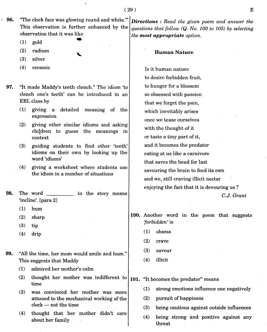 CTET November 2012 Paper 1 Part IV Language 1 English 2