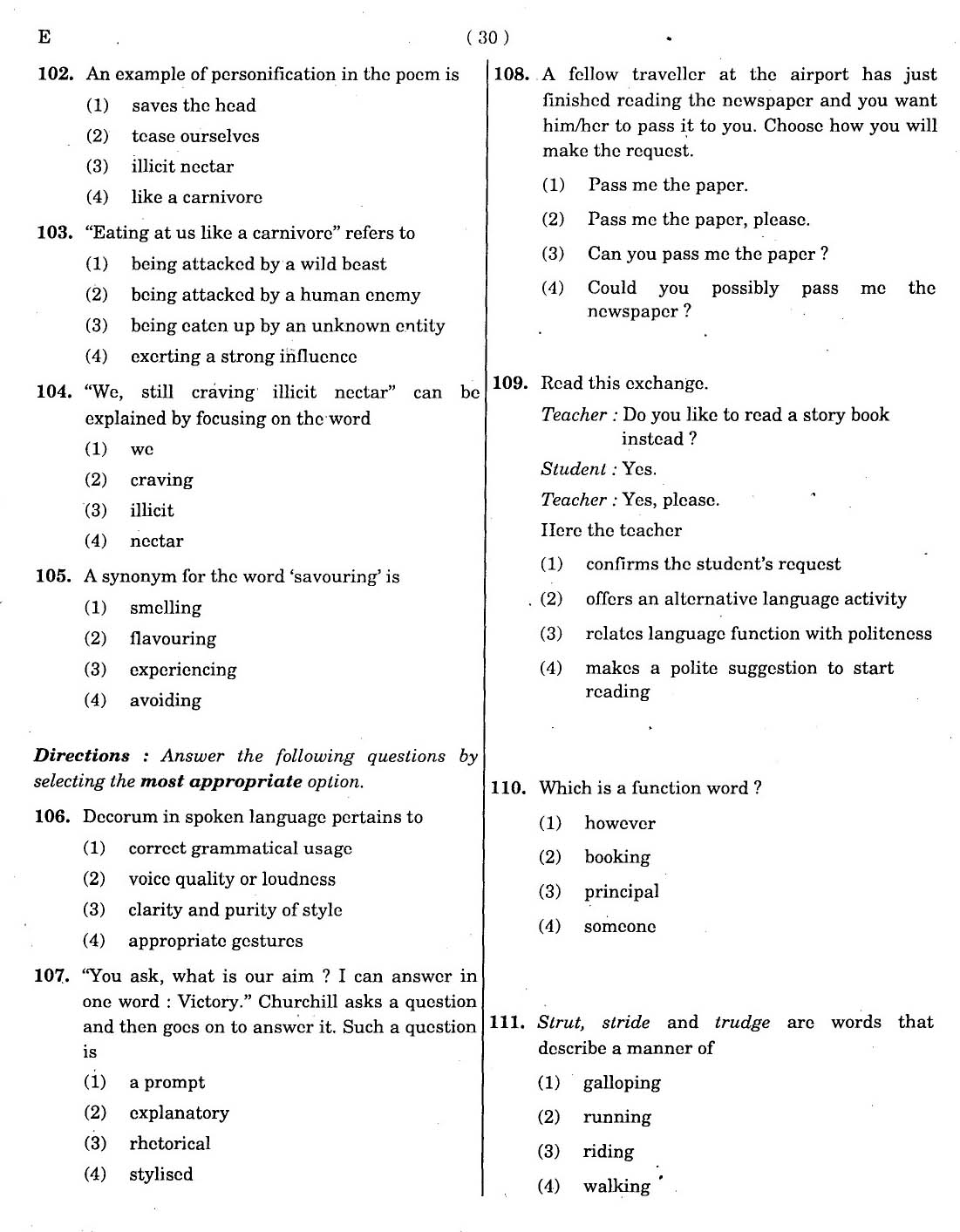 CTET November 2012 Paper 1 Part IV Language 1 English 3