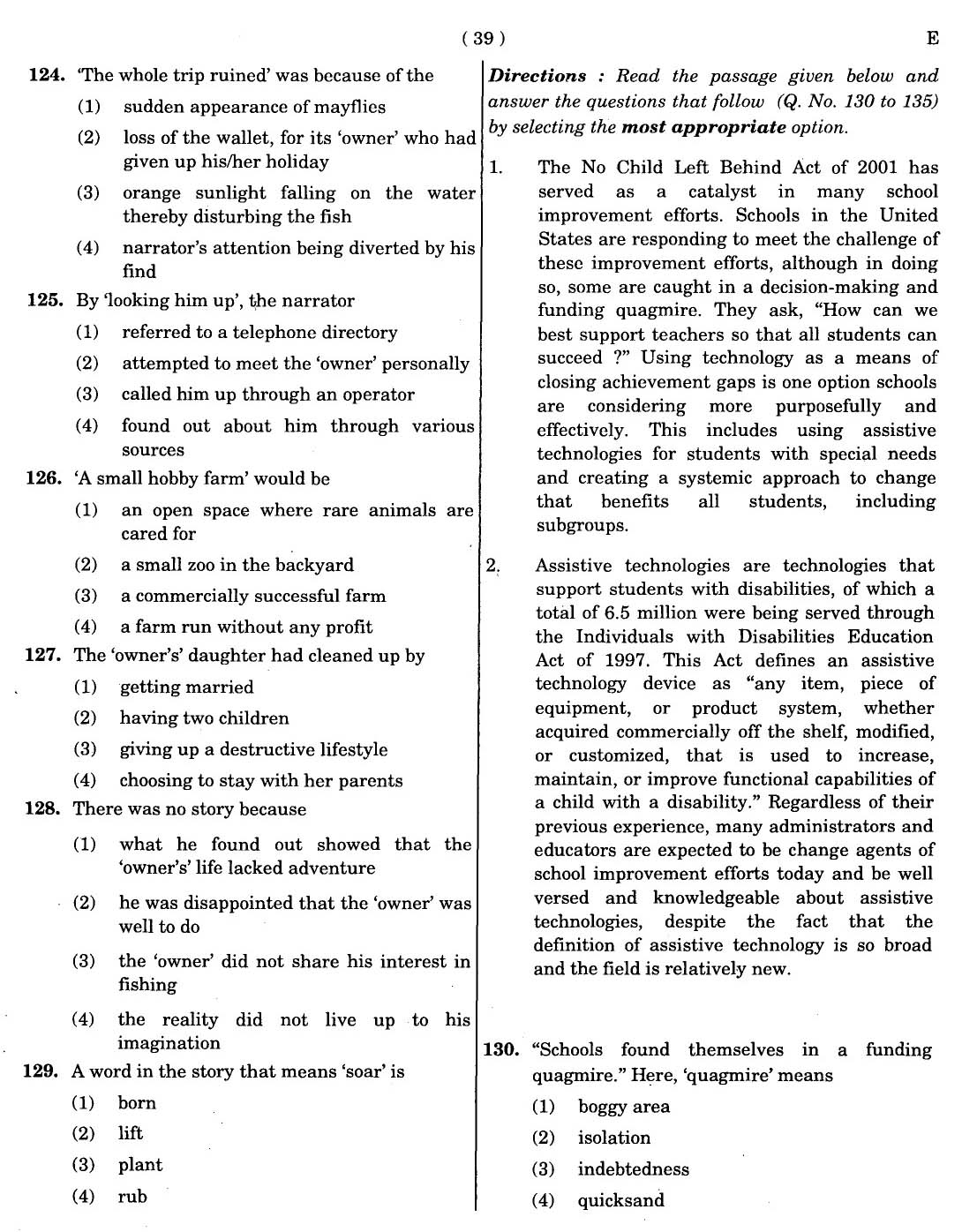 CTET November 2012 Paper 1 Part V Language II English 2